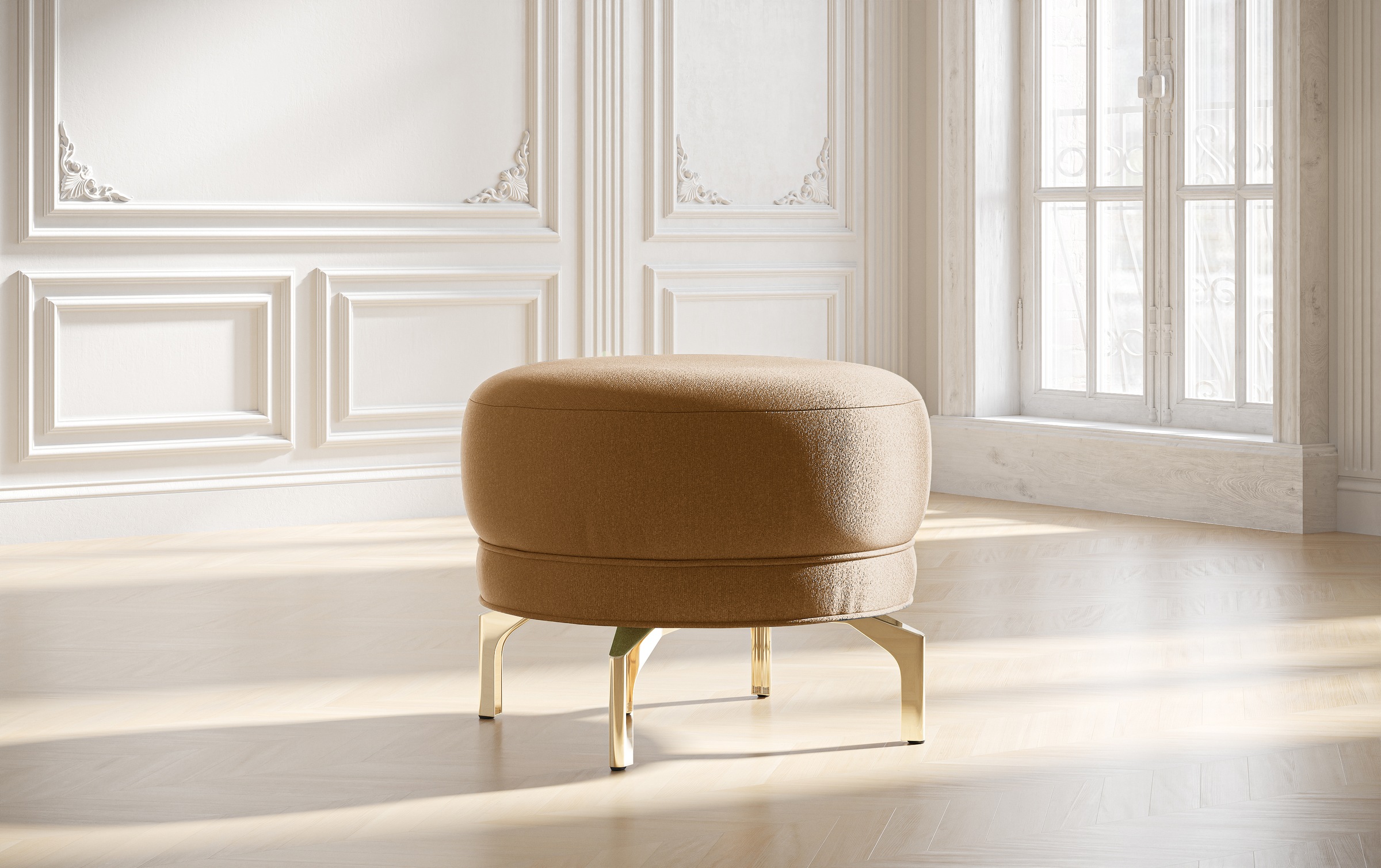 sit&more Polsterhocker »Orient 3«, goldfarbene Metallfüße