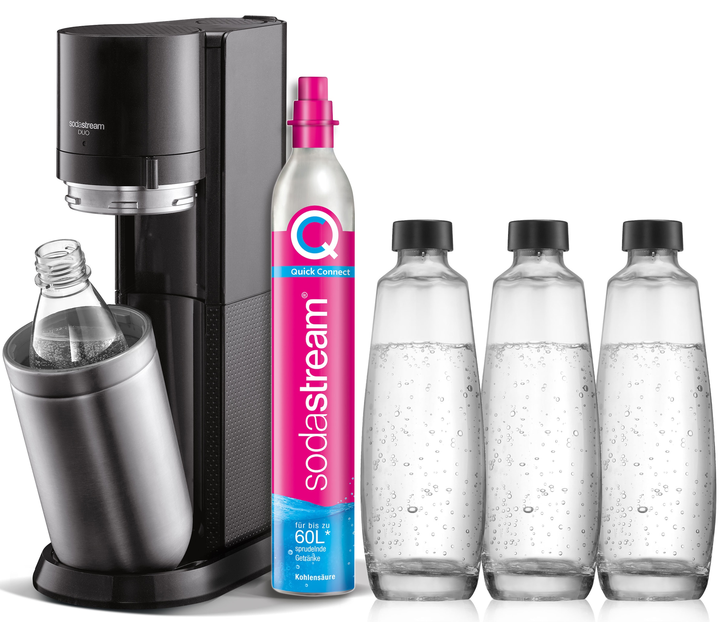 SodaStream Wassersprudler »DUO Vorteilspack«, | Raten SodaStreamSprudler DUO+CO2Zylinder,+Glasflaschen+Kunststoff-Flasche tlg.), auf 6 (Set, BAUR
