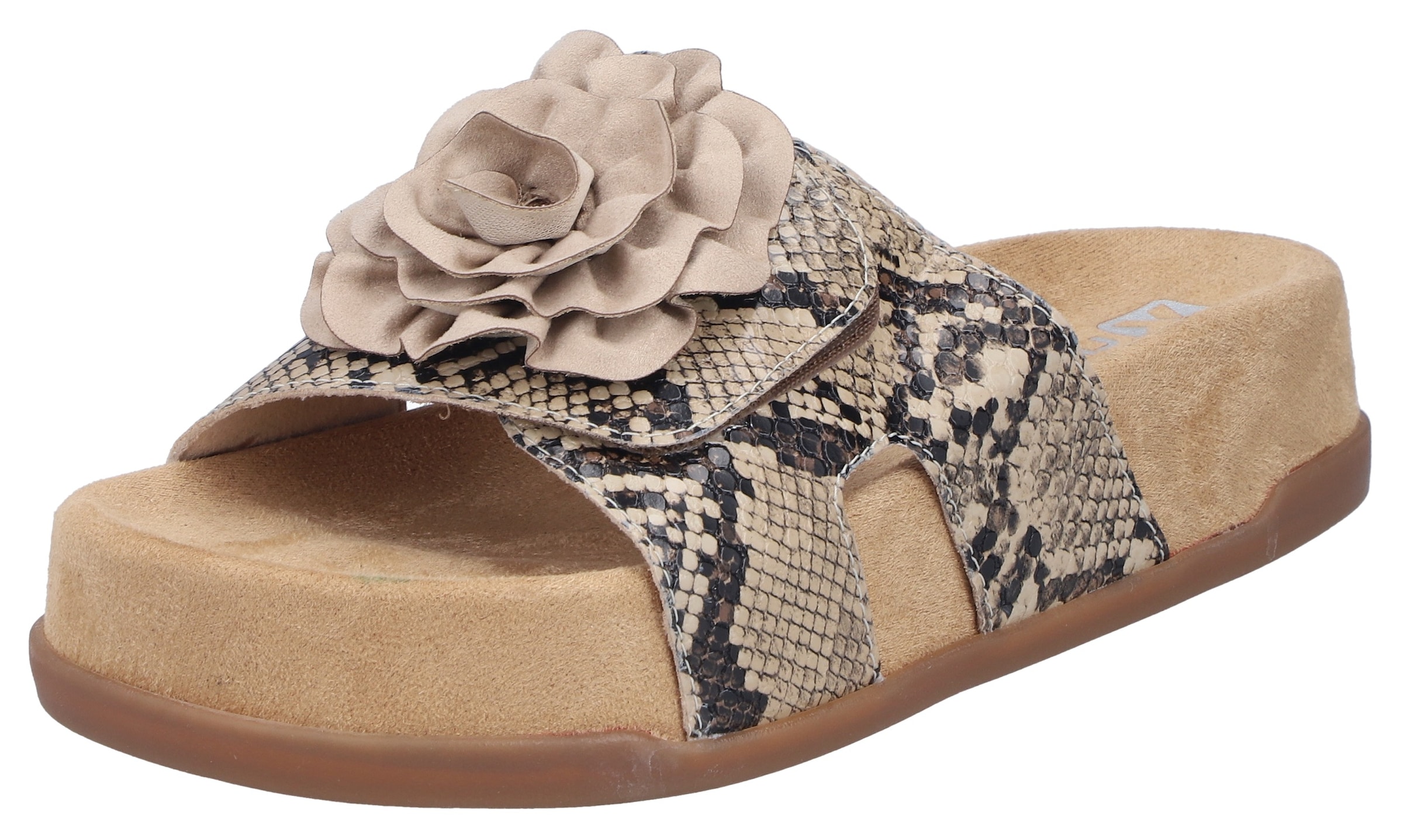 Rieker Pantolette Sommerschuh, Urlaubsschuh, Strandschuh mit Blüte günstig online kaufen