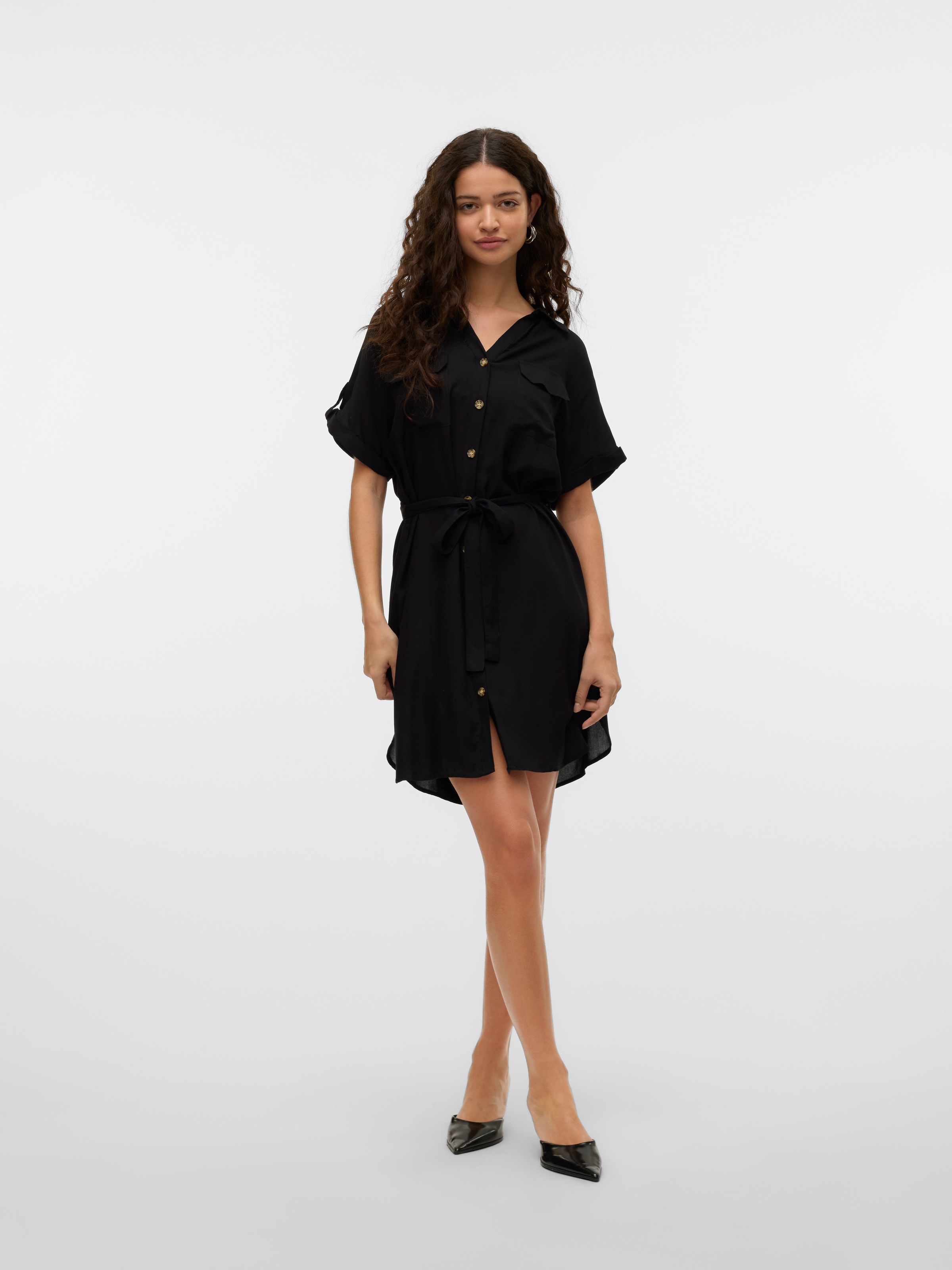 Vero Moda Hemdblusenkleid »VMBUMPY SS SHORT SHIRT DRESS WVN GA NOOS« Brusttaschen Viskose, loose fit