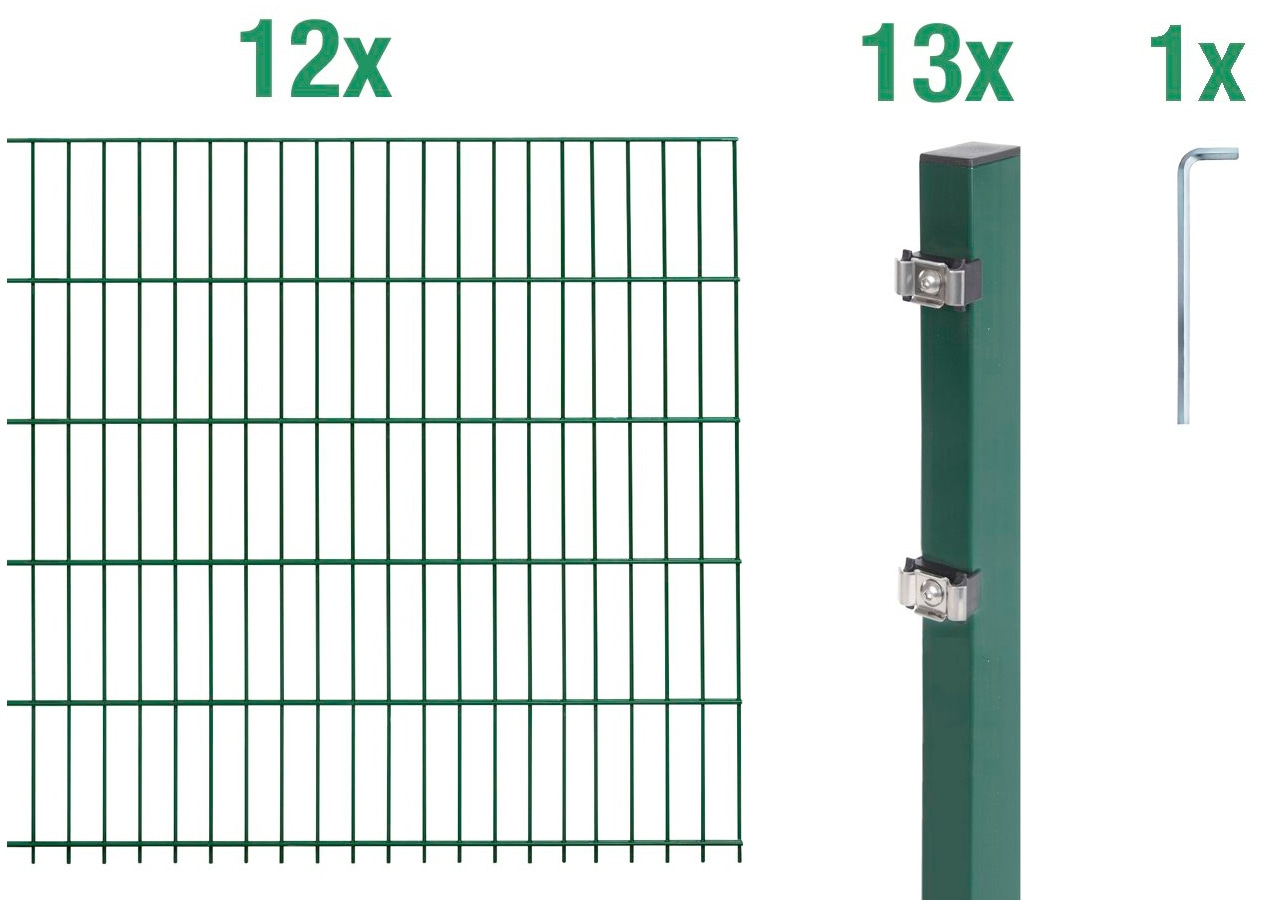 Alberts Doppelstabmattenzaun "Grundset", Höhe: 80 - 160 cm, Gesamtlänge: 4 - 30 m, zum Einbetonieren