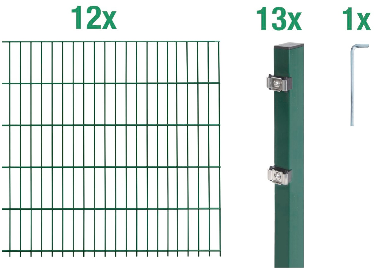 Alberts Doppelstabmattenzaun "Grundset" Höhe: 80-200 cm, Gesamtlänge: 4-30 m, zum Einbetonieren