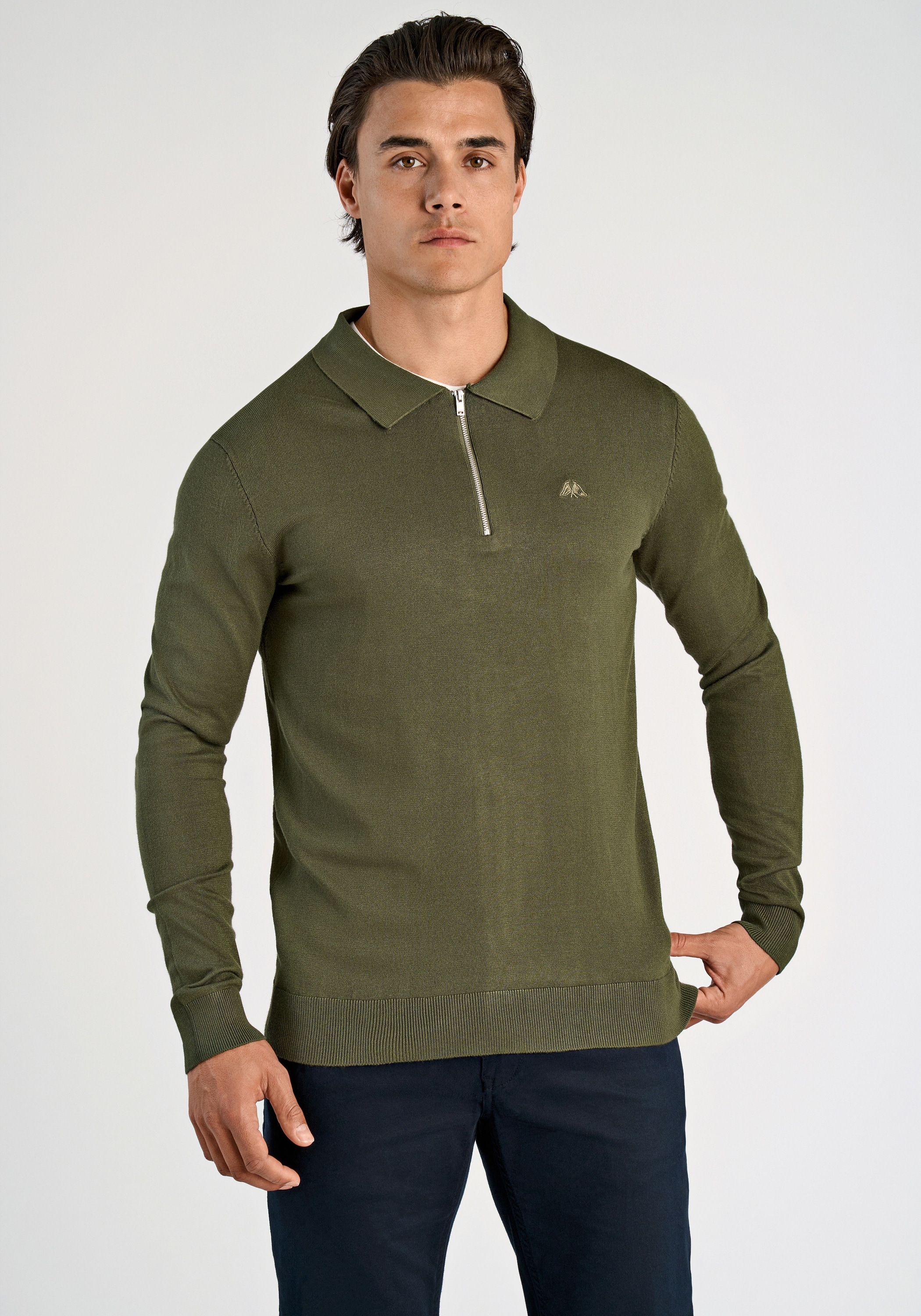 LINDBERGH Langarm-Poloshirt "Troyer Slim Fit" günstig online kaufen