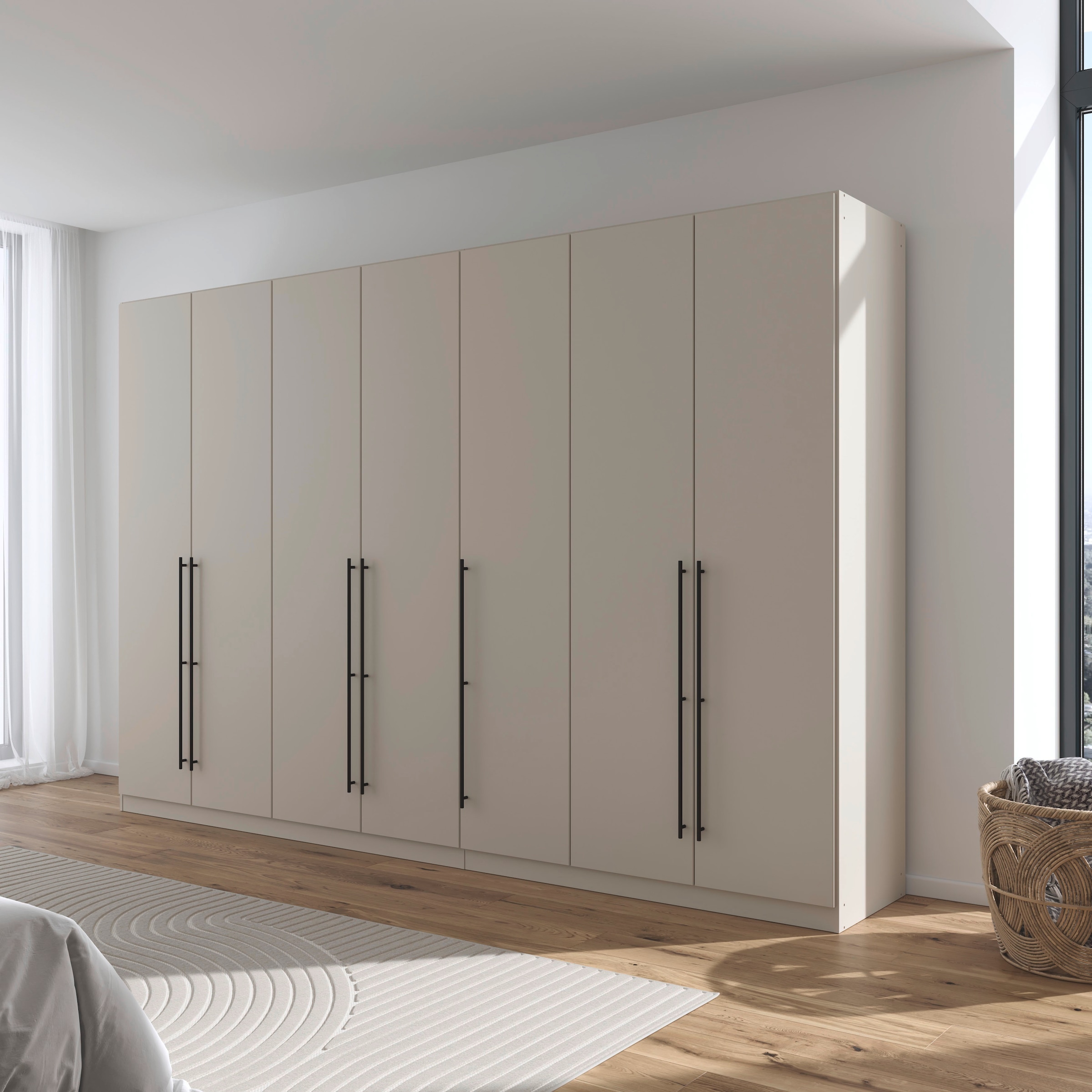 rauch Kleiderschrank, (in 3 verschiedenen Ausstattungen BASIC/CLASSIC/PREMIUM), mit hochwertigen Stangengriffen in Schwarz aus Metall MADE IN GERMANY