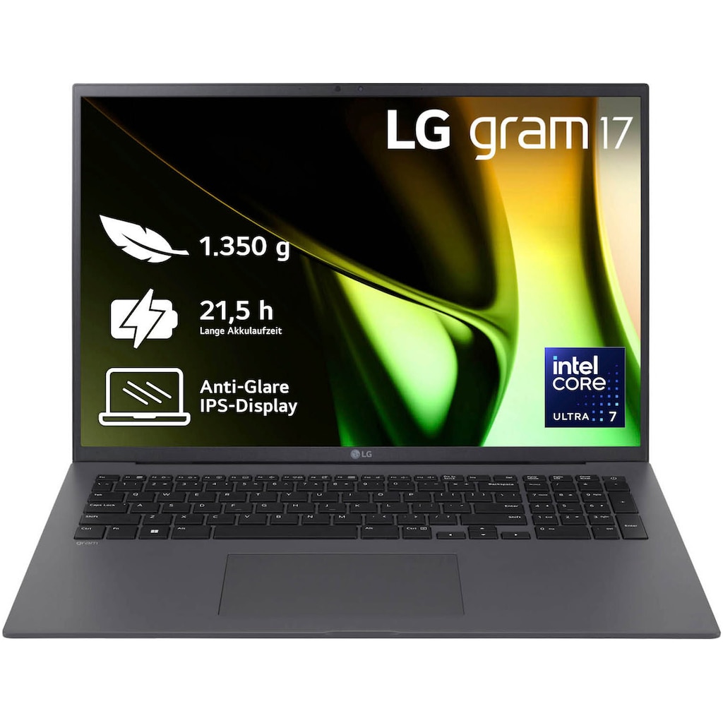 LG Business-Notebook »Gram 17" Ultralight Laptop, IPS-Display, 32 GB RAM, Windows 11 Home,«, 43,18 cm, / 17 Zoll, Intel, Core Ultra 7, ARC, 2000 GB SSD, 17Z90S-G.AD7CG