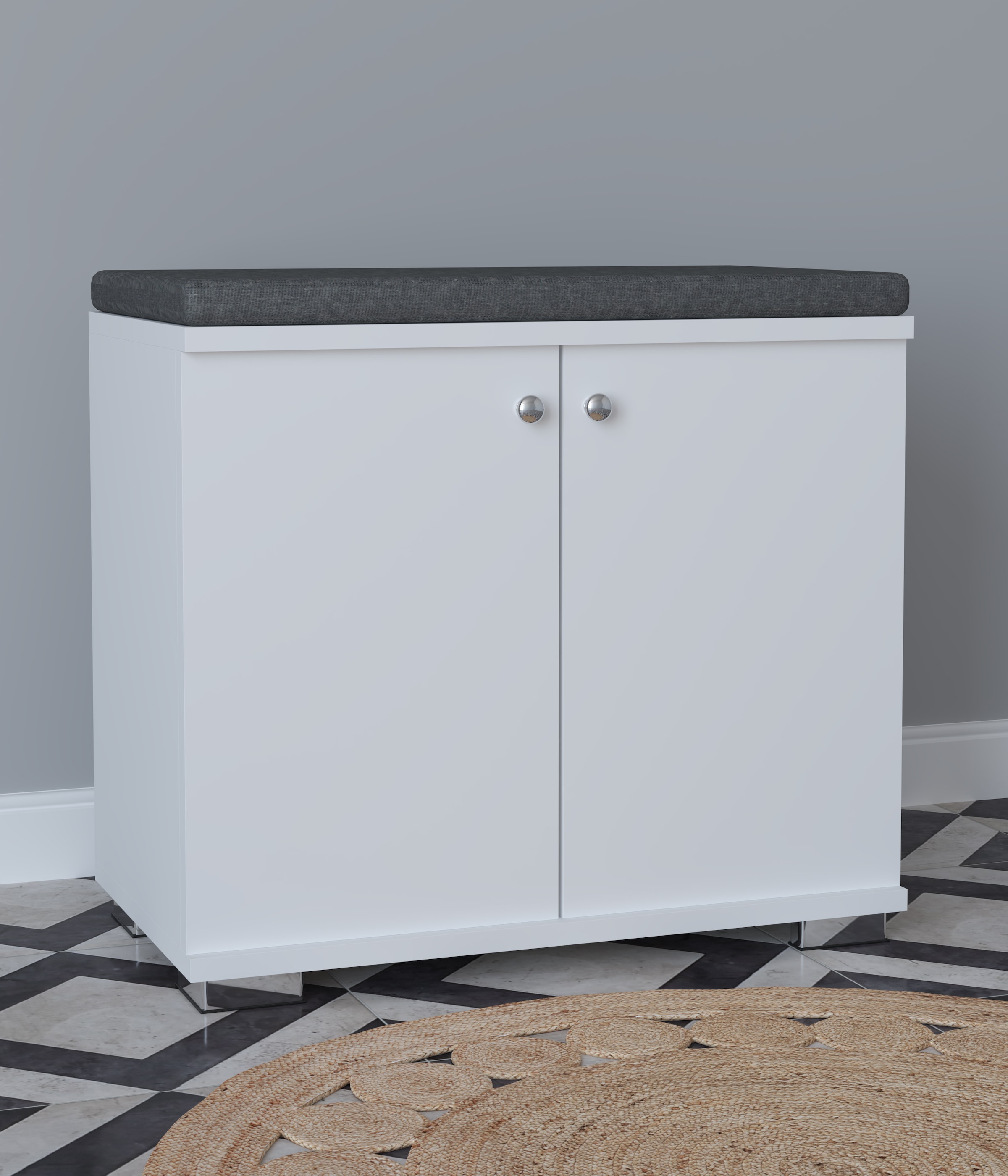 VCM Schuhschrank »VCM Holz Sitzbank | Schuhschrank | Maße: H. 49 x B. 60 x T. 33 cm | 2 Drehtüren | 2Fächer - Gados S«, (1 St.)