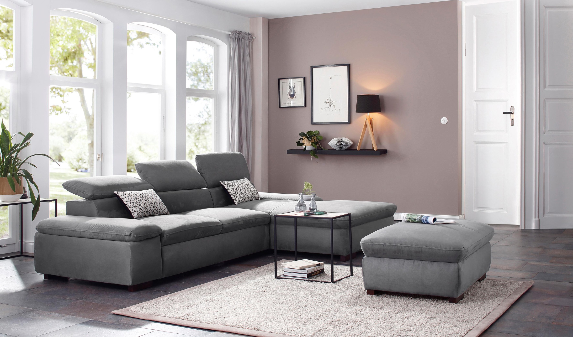 Home affaire Ecksofa »Alberto L-Form«, mit Kopfteilverstellung, wahlweise mit Bettfunktion