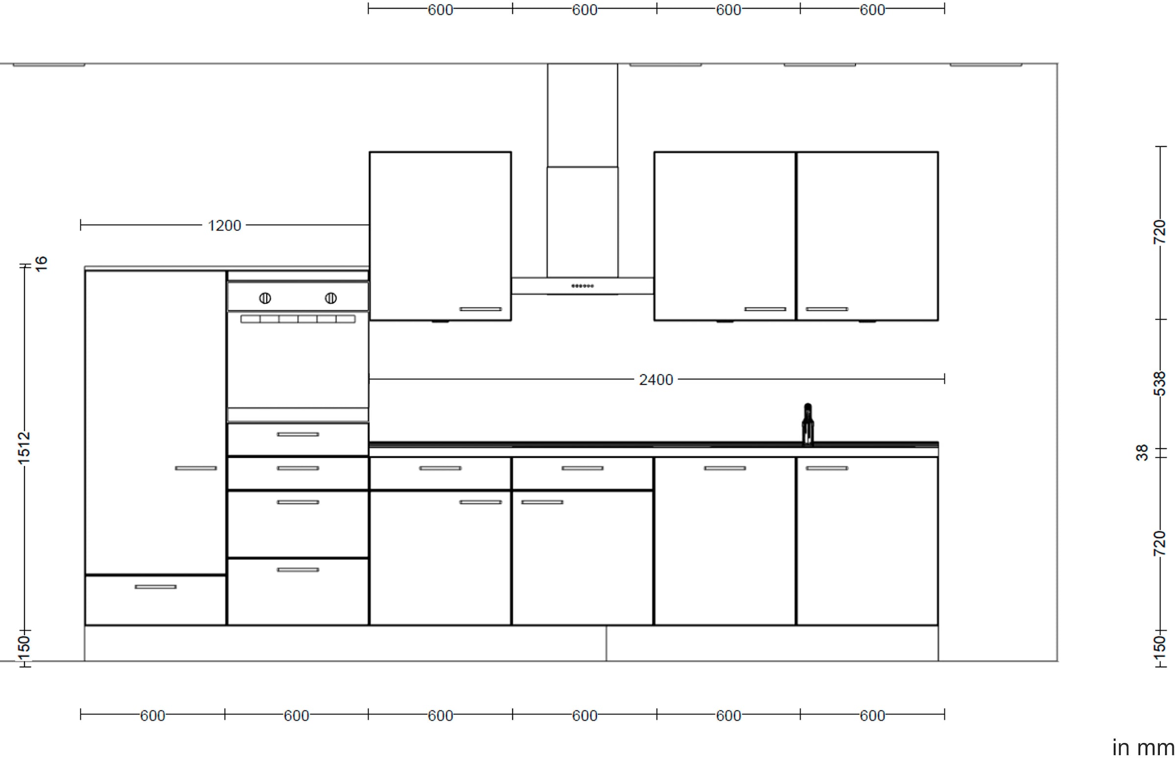nobilia® Küchenzeile »"Structura I"«, vormontiert, Ausrichtung wählbar, Breite 360 cm, wahlw. mit E-Geräten