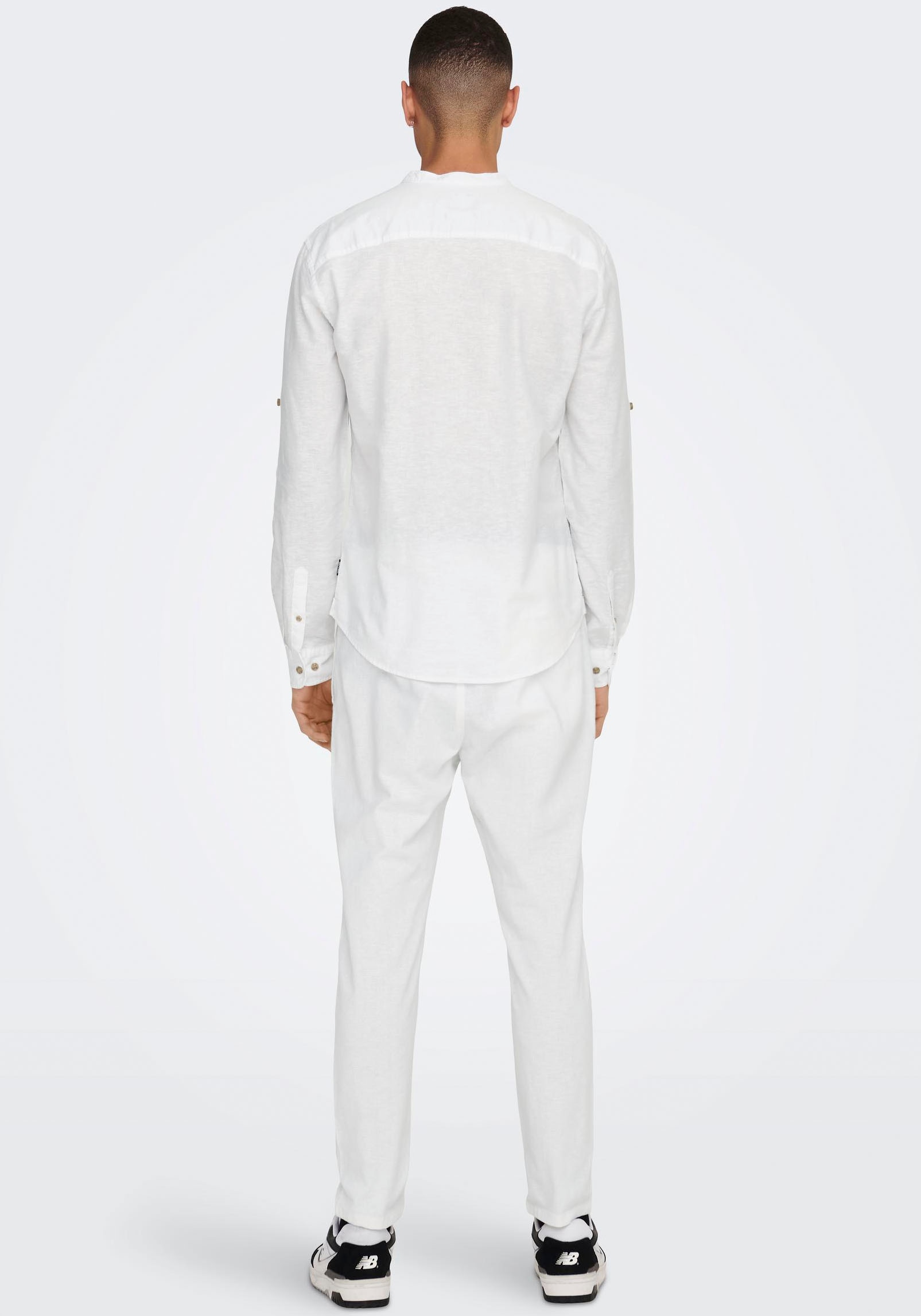 ONLY & SONS Langarmhemd »ONSCAIDEN LS HALFPLACKT LINEN SHIRT«