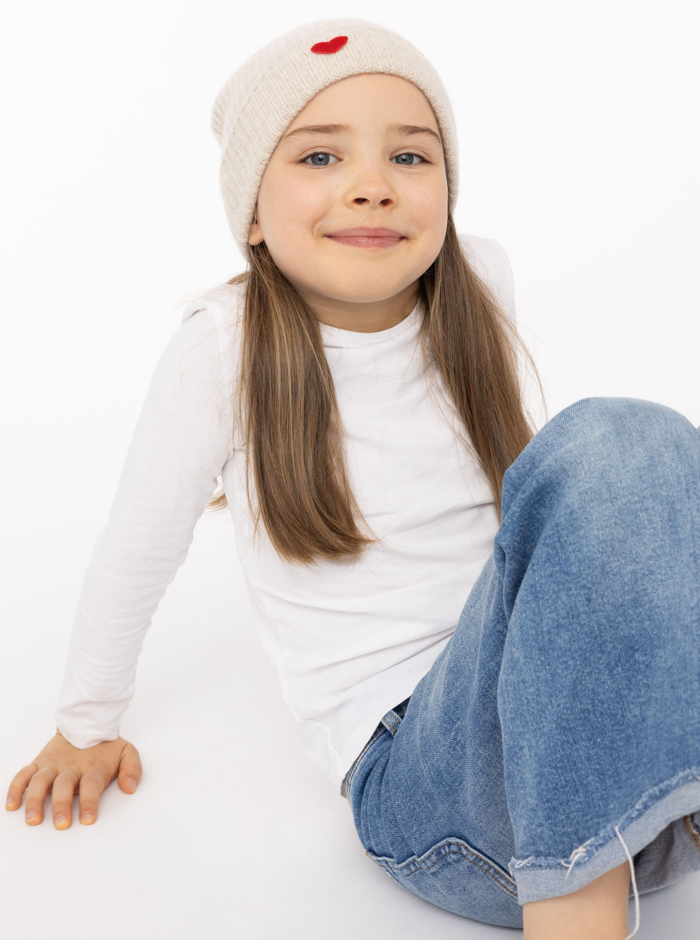 Thumbnail - Zwillingsherz Beanie ""Heart-Patch"" Kids-Kaschmir Mütze mit Herzpatch