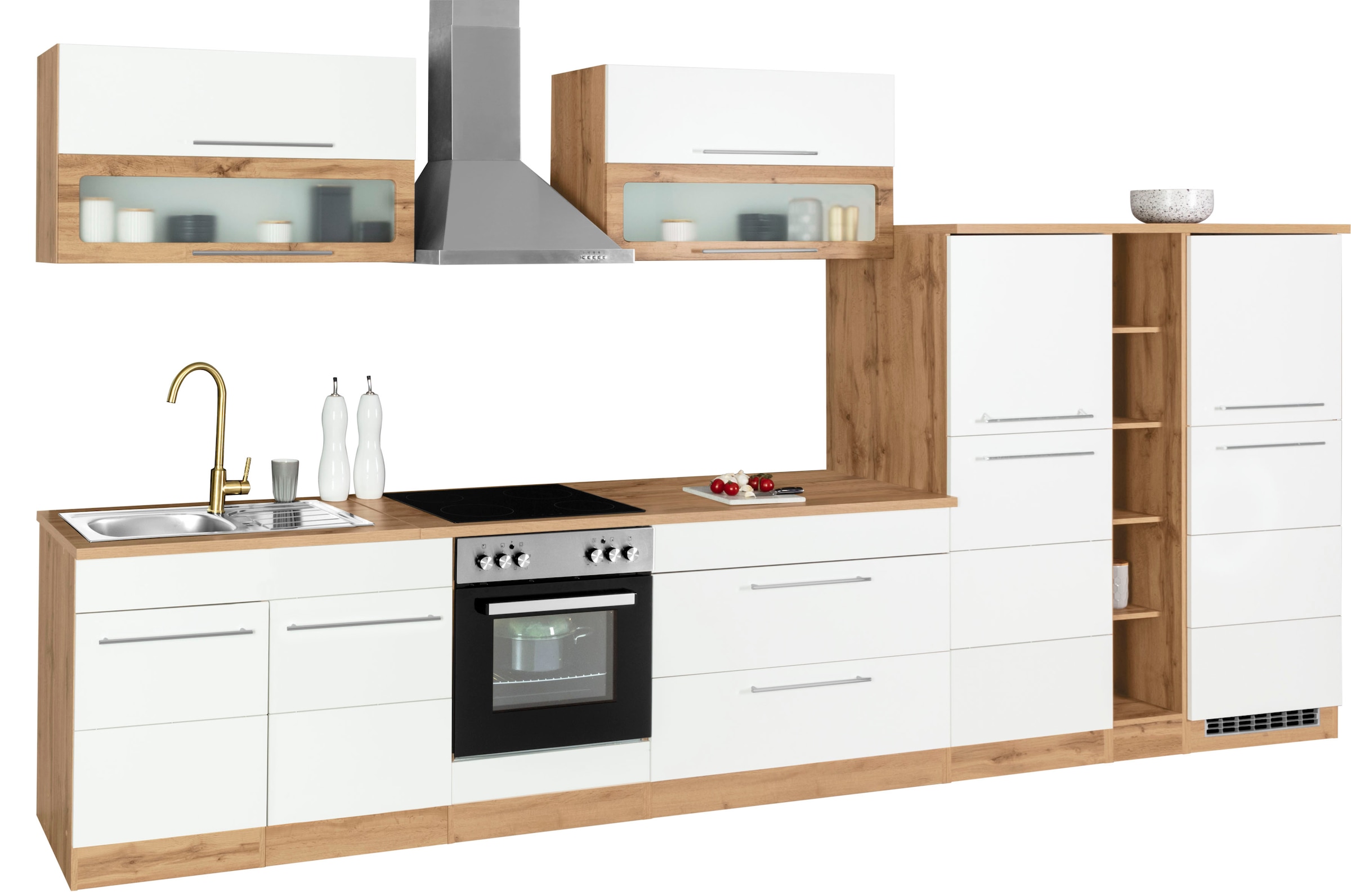 KOCHSTATION Küchenzeile »KS-Wien« Breite 410 cm, wahlweise mit E-Geräten