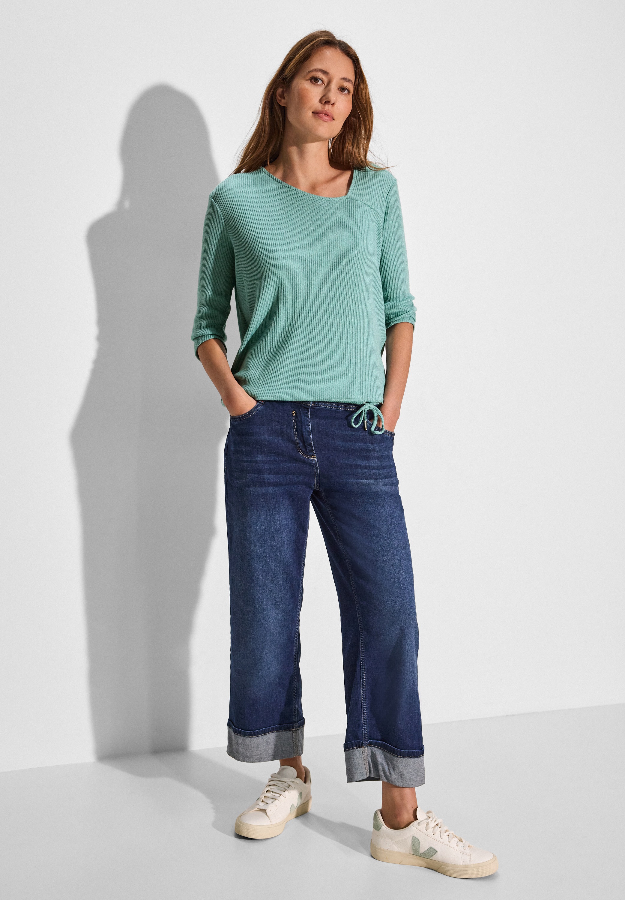 Cecil 3/4-Arm-Shirt, aus softem Materialmix