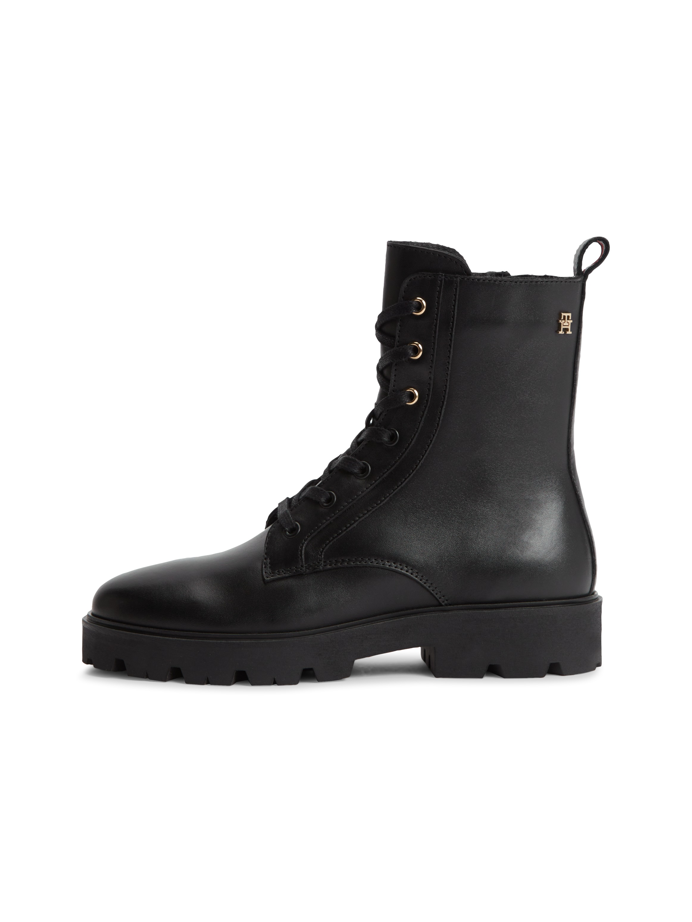 Tommy Hilfiger Schnürstiefelette »TH STUD LEATHER LACE-UP BOOT«  Blockabsatz, Schnürboots mit zusätzlichem Innenreißverschluss