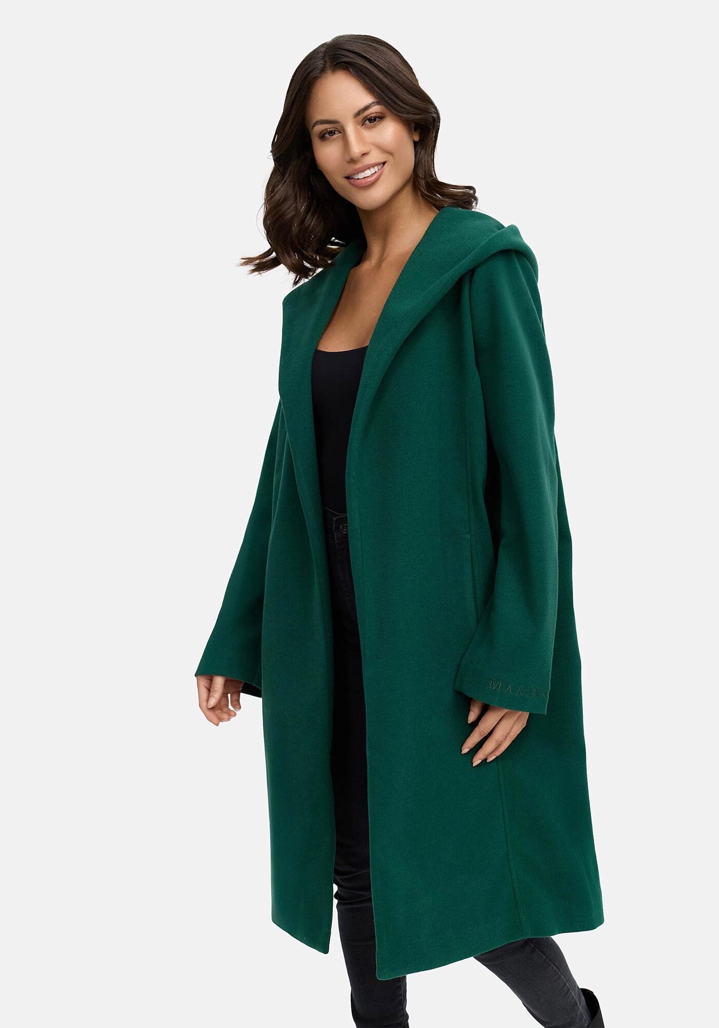 Marikoo Kurzmantel »Kailii«, Eleganter Wickel Mantel mit Taillengürtel und Oversized Hood Kapuze