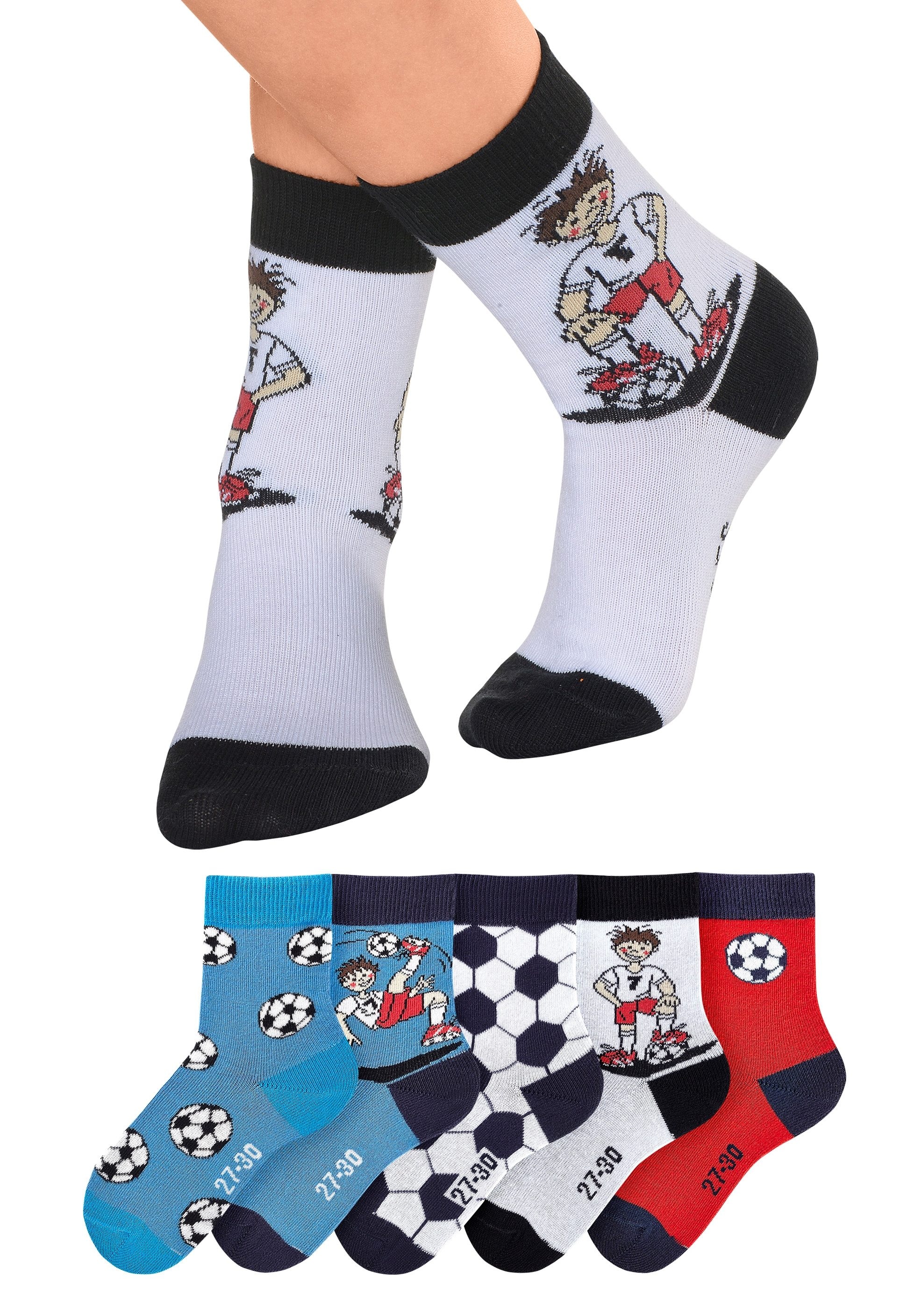 H.I.S Socken, (Packung, 5 Paar), mit Fußballmotiven