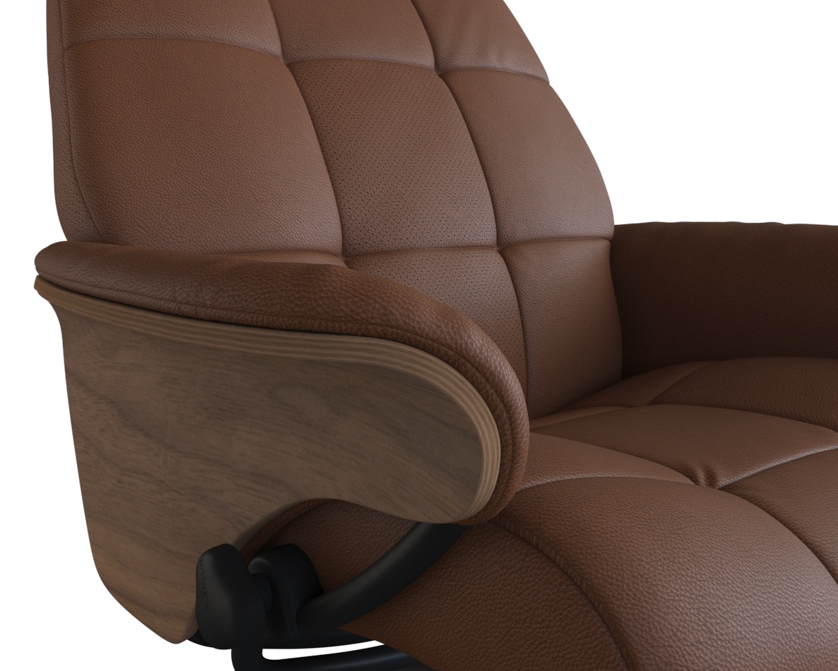 FLEXLUX Relaxsessel »Skagen Funktionsessel, Polstersessel, Armlehne, TV-Fernsehsessel«, Rücken- und Kopfteilverstellung, Fuß Schwarz, Armlehne Eiche, Drehbar