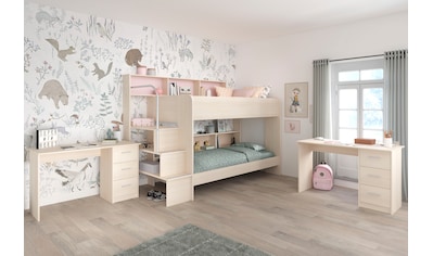 Parisot Jugendzimmer-Set »Bibop«, (3 St., Etagenbett, zwei Schreibtische), mit 2... kaufen