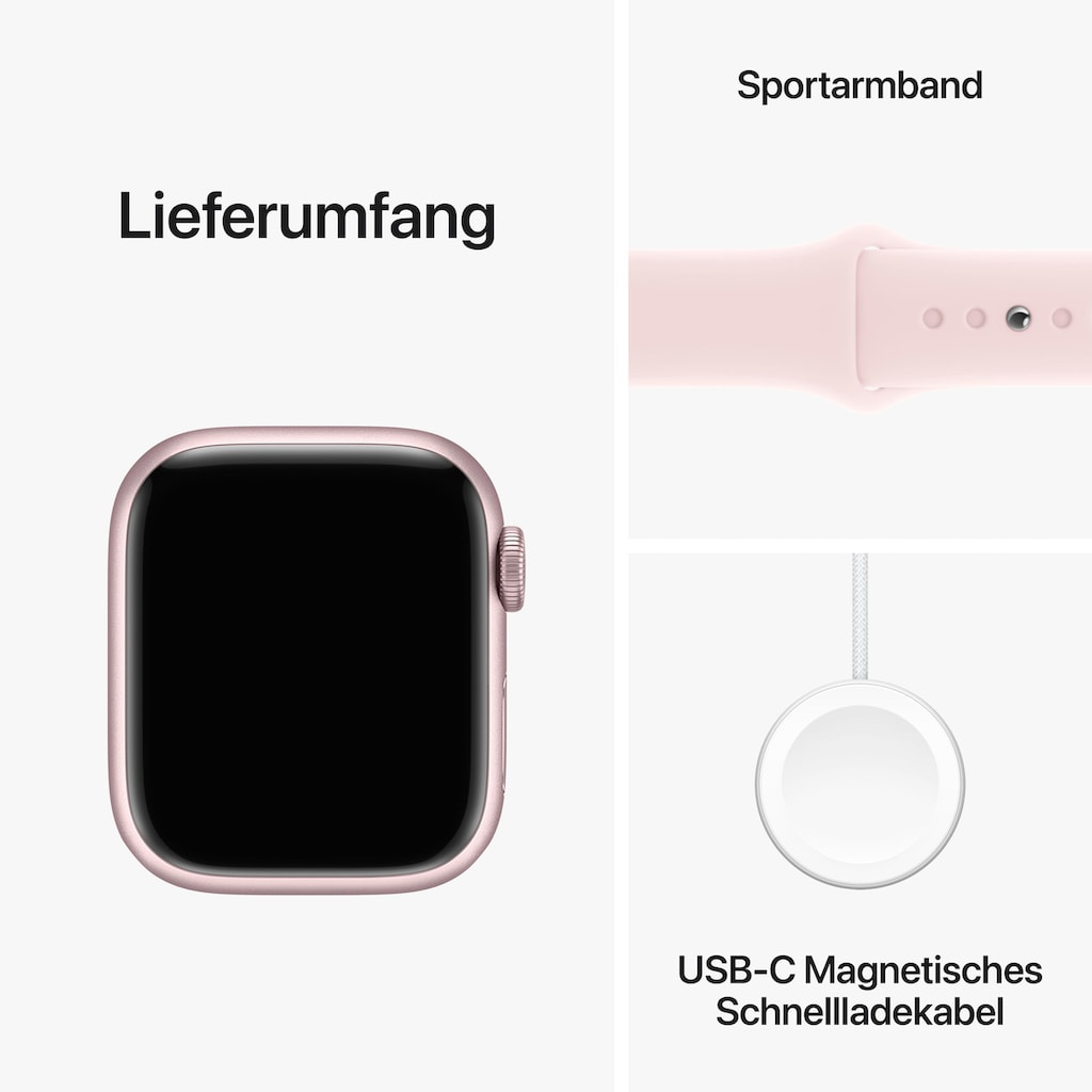 Apple Smartwatch »Watch Series 9 GPS + Cellular 41mm Aluminium S/M«, (Watch OS 10)