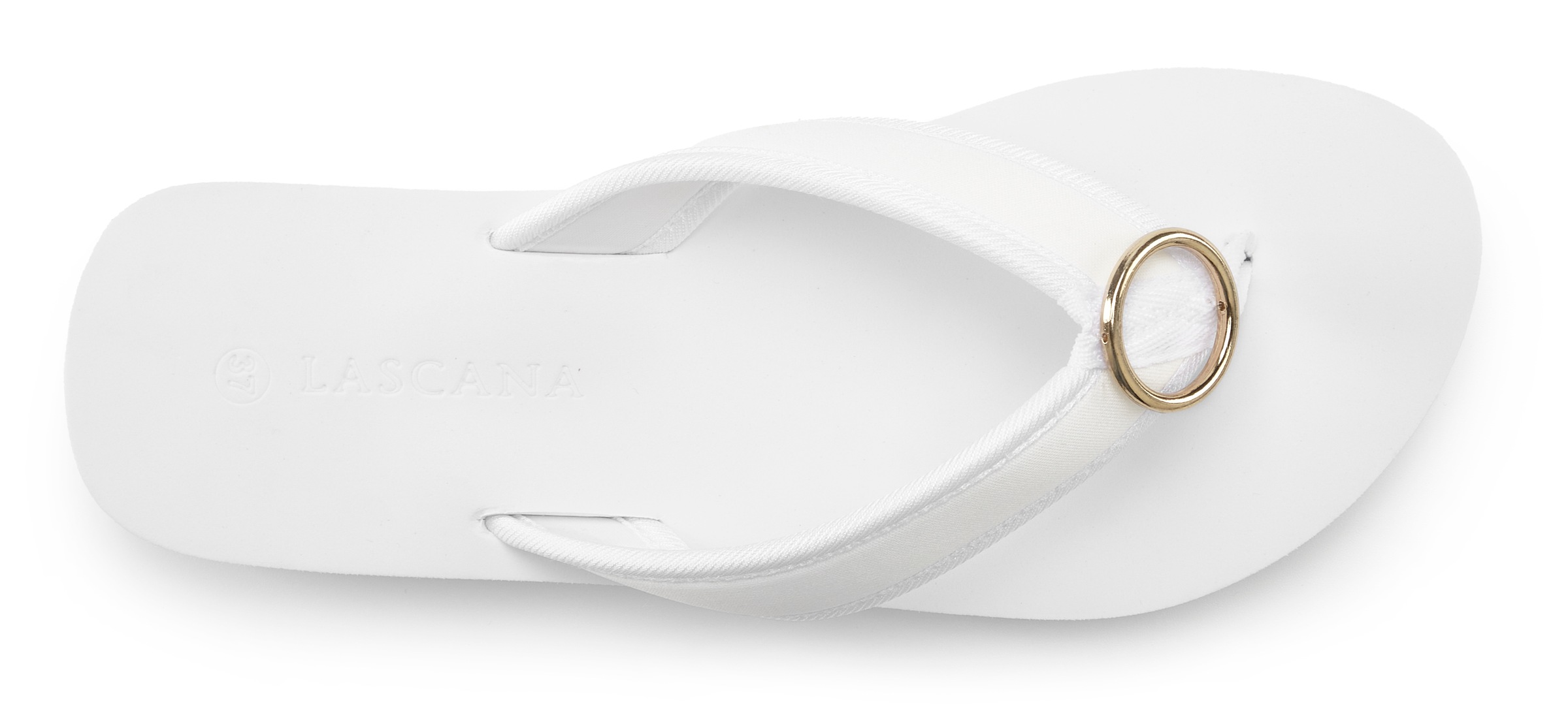 Badezehentrenner LASCANA "Sandale, Badeschuh, Pantolette, Badelatsche, Flip Flop", Damen, Gr. 43, weiß, Obermaterial: 100% Textilmaterial. Decksohle: 100% Synthetik. Futter: 100% Textilmaterial. Laufsohle: 100% Synthetik, unifarben, Schuhe Zehentrenner Di 2