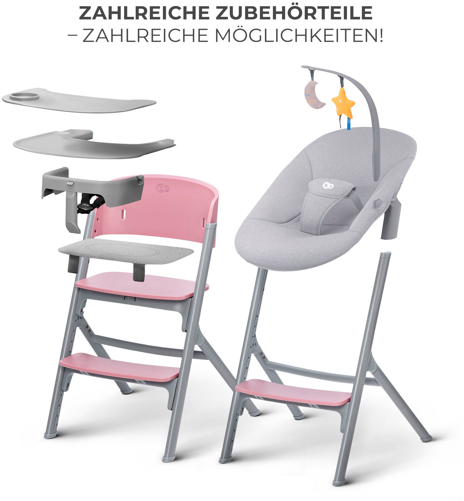 Kinderkraft Kombihochstuhl »LIVY mit CALMEE Wippe« (Set) 2 Stk.mit Wippe