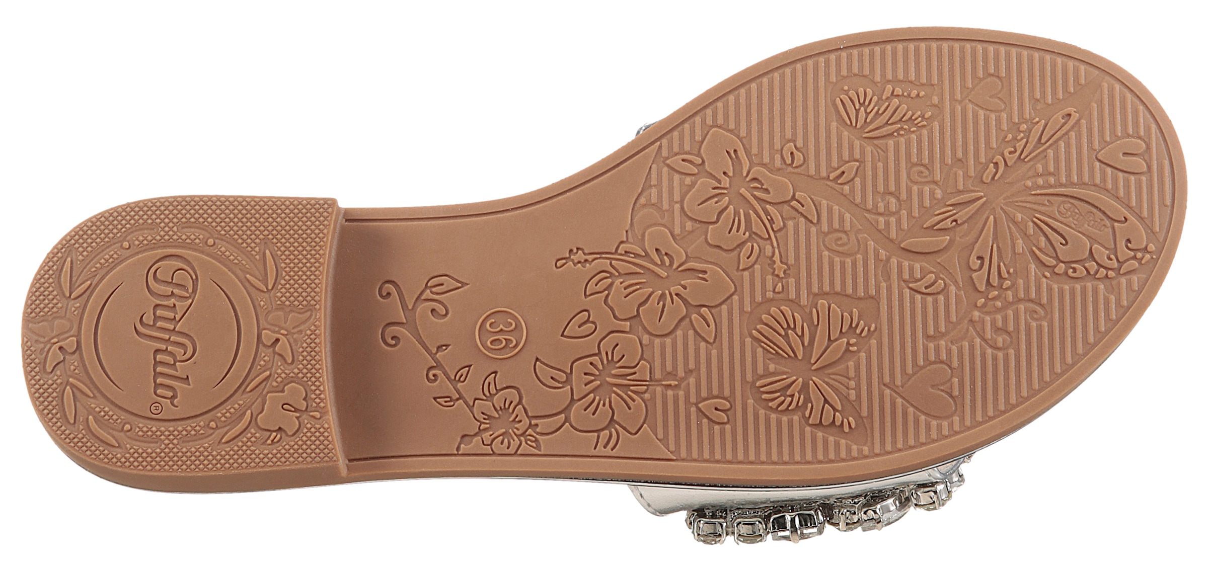 Buffalo Pantolette »KIRA SLIDE«, Sommerschuh, Strandschuh, Partypantolette mit Schmuckelementen