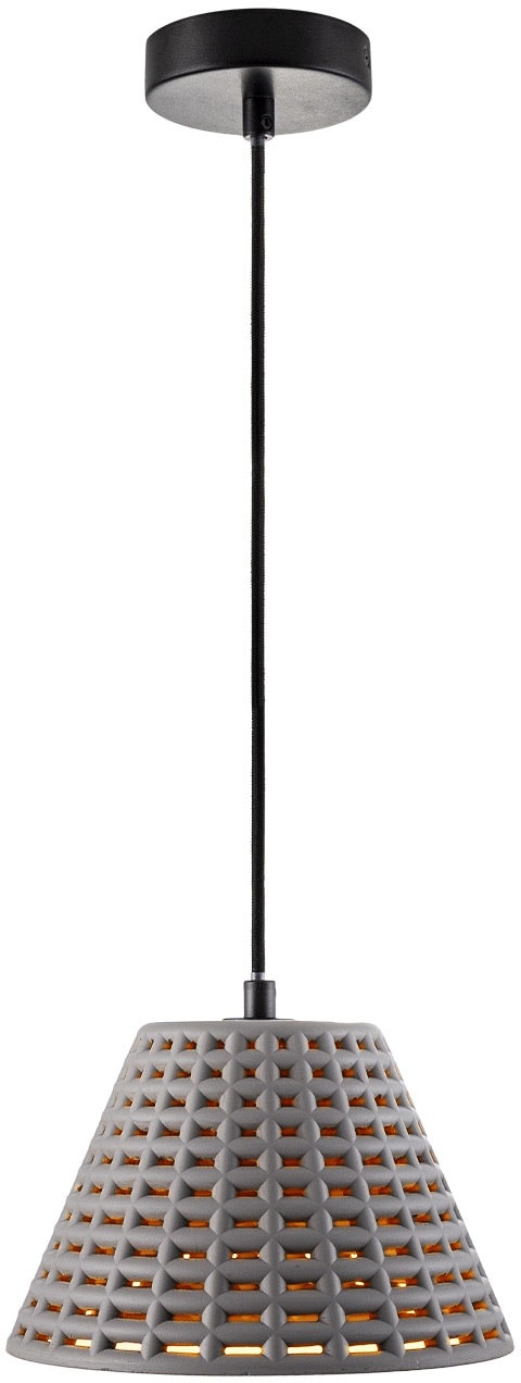 Paco Home Pendelleuchte »GITTA«, 1 flammig, Leuchtmittel E27 | ohne Leuchtmittel, Hängelampe LED, E27 Gitter Lampe Wohnzimmer Esszimmer Küche Beton