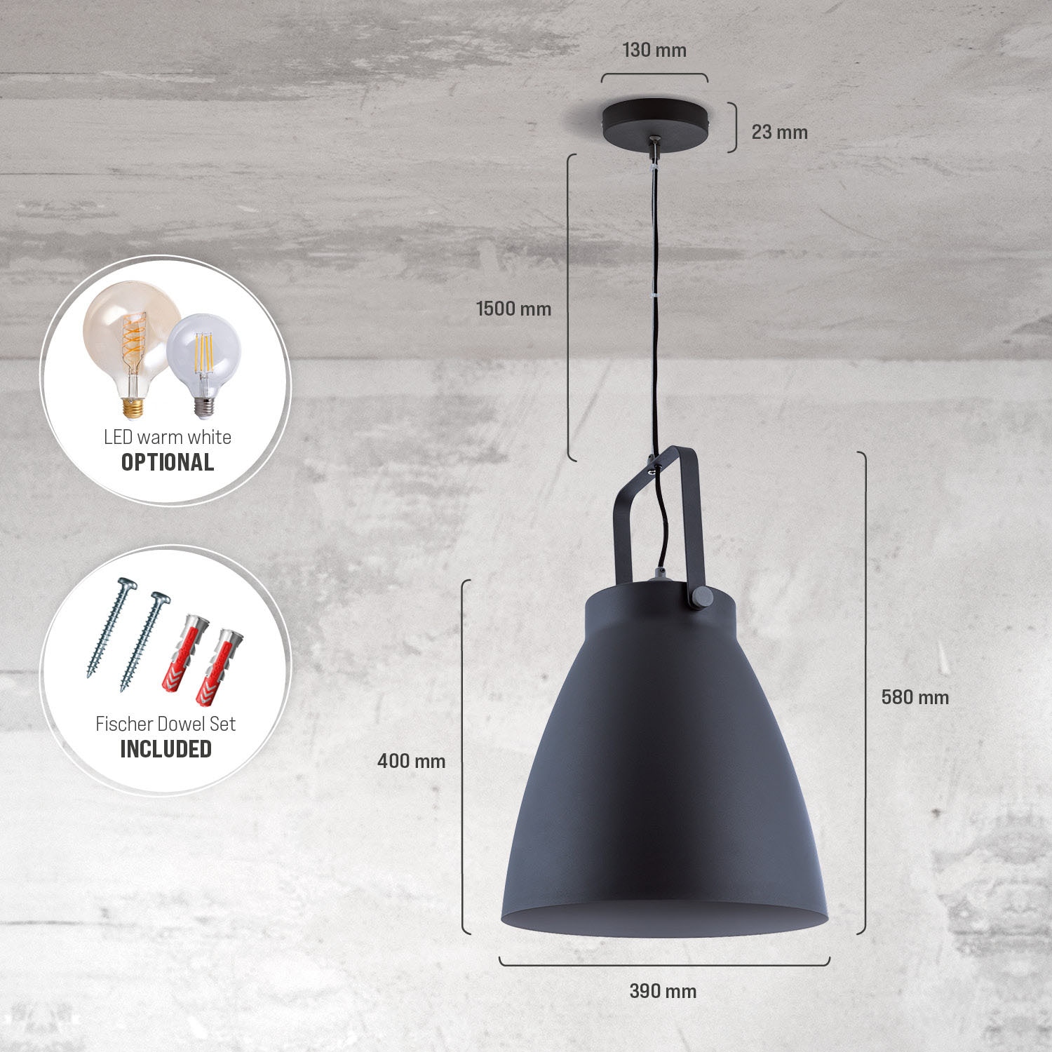 Paco Home Pendelleuchte »BOONE PD«, 1 flammig, Leuchtmittel E27 | ohne Leuchtmittel, Stehleuchte Modern Wohnzimmer Industrial Scheinwerfer Design E27