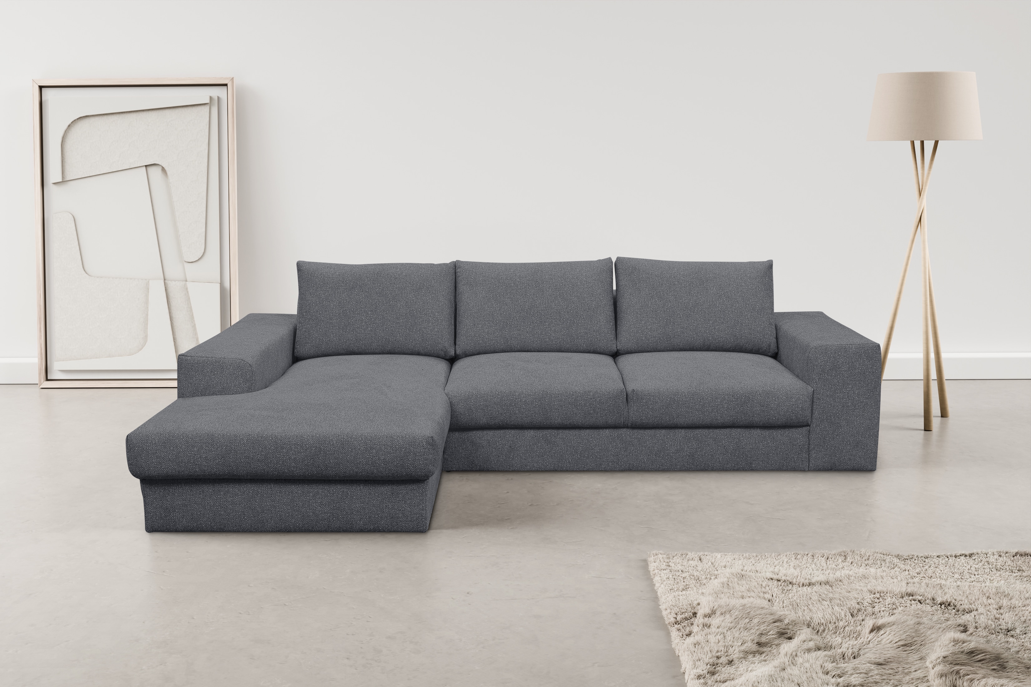 WERK2 Ecksofa "Rozzana 280 x 190 cm modern und bequem" Plüsch, L-Form, XXL