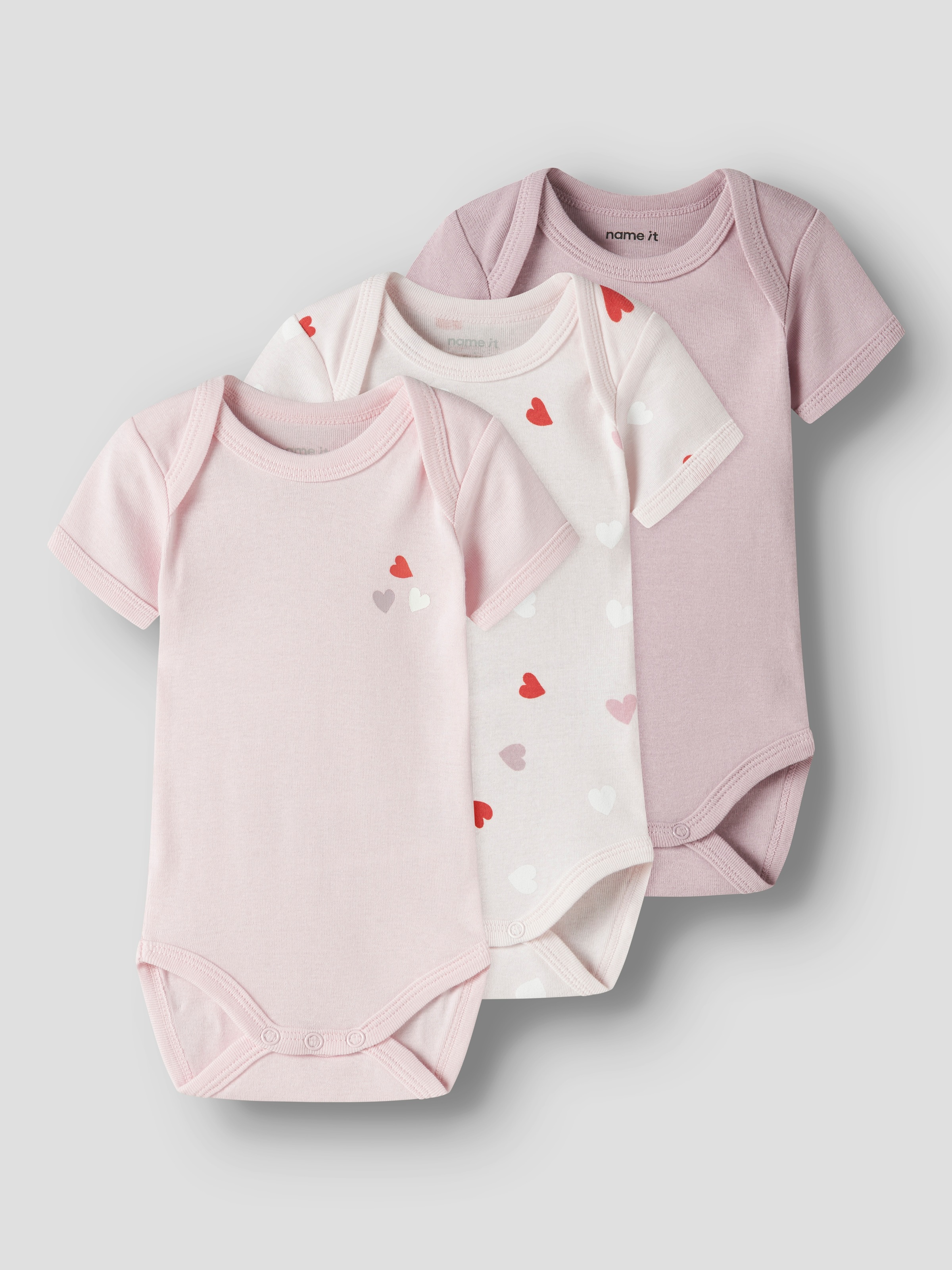 Name It Kurzarmbody »NBFBODY 3P SS CARINARIA HEART NOOS« Packung, 3 tlg.