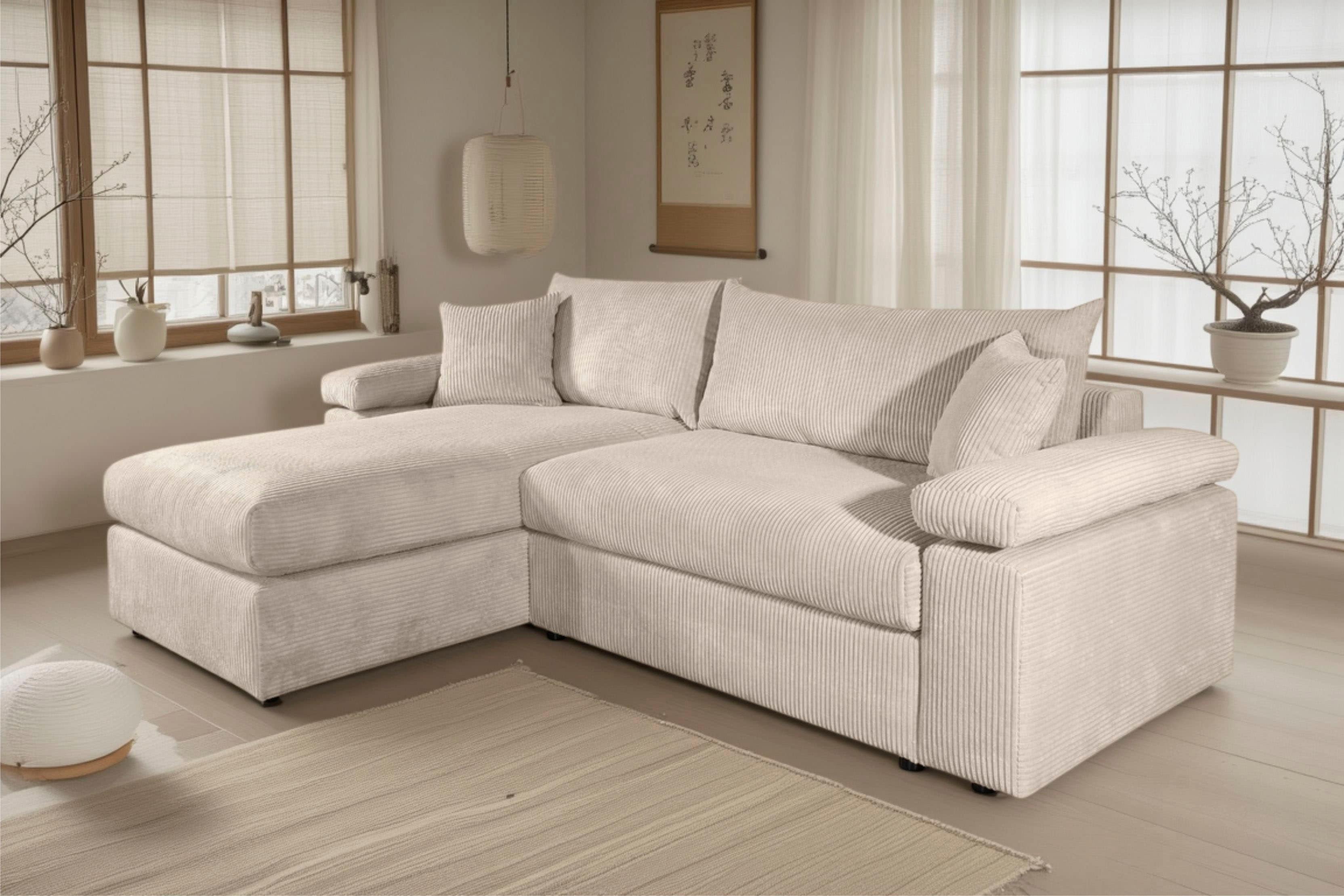 OTTO home "Cosy L-Form, B: 234 cm, Sitzaufbau im Sandwich-Federkern" 2 Zierkissen, Mega-Sofa, Cord oder Struktur weich, Kaltschaumauflage