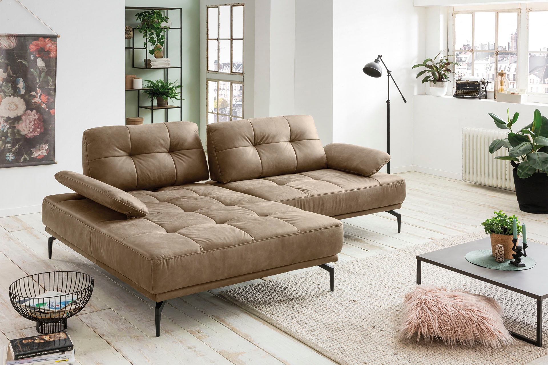 exxpo - sofa fashion Armlehnenverstellung, kaufen BAUR Metallfüße Sitztiefenverstellung, Inklusive | Ecksofa