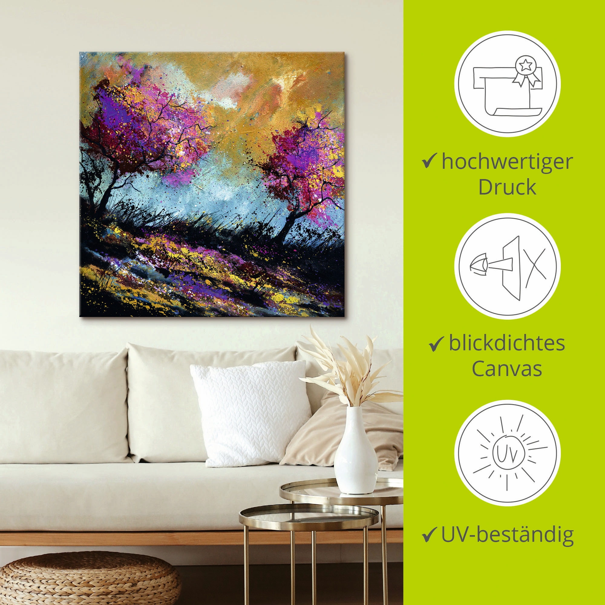 Artland Leinwandbild »Herbst-Eichen«, Wiesen & Bäume, (1 St.), auf Keilrahmen gespannt