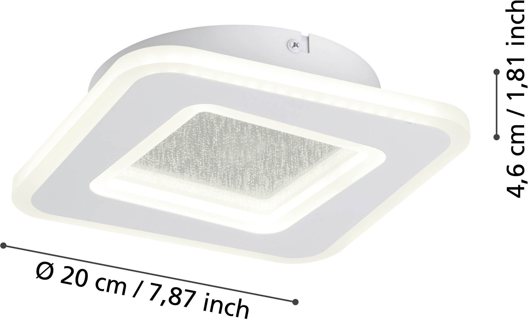 EGLO Wandleuchte »MACCHIONI Wandlampe - Stahl, Kunststoff - LED - 12W - IP20« LED-Modul 1 Stk. Neutralweiß Wandstrahler, Wandspot, Wohnzimmer, Flur, L20 x B20 x AL4,5 cm