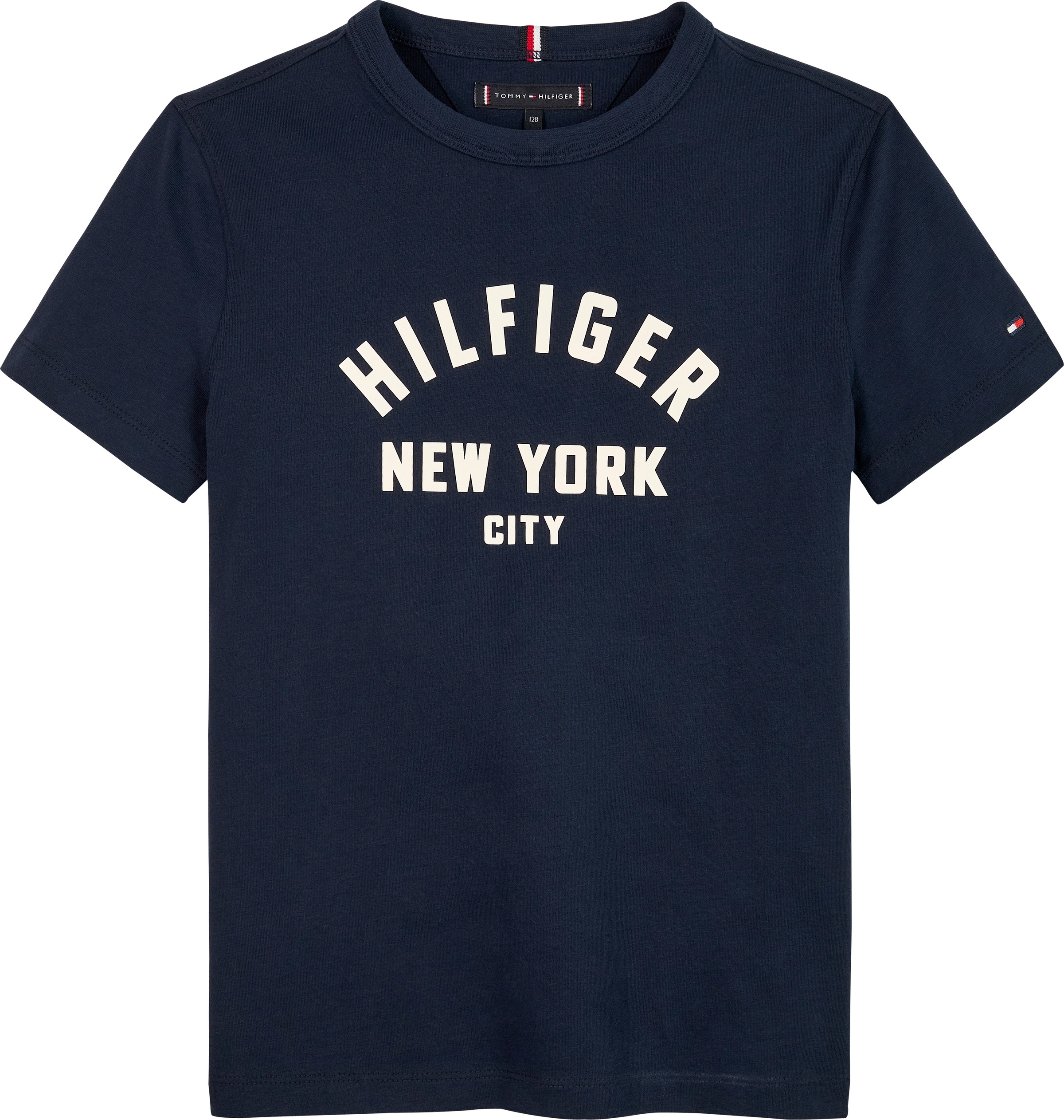 Tommy Hilfiger T-Shirt »CURVED HILFIGER GRAPHIC TEE SS«, für Kinder bis 16 Jahre, großer Logo-Print