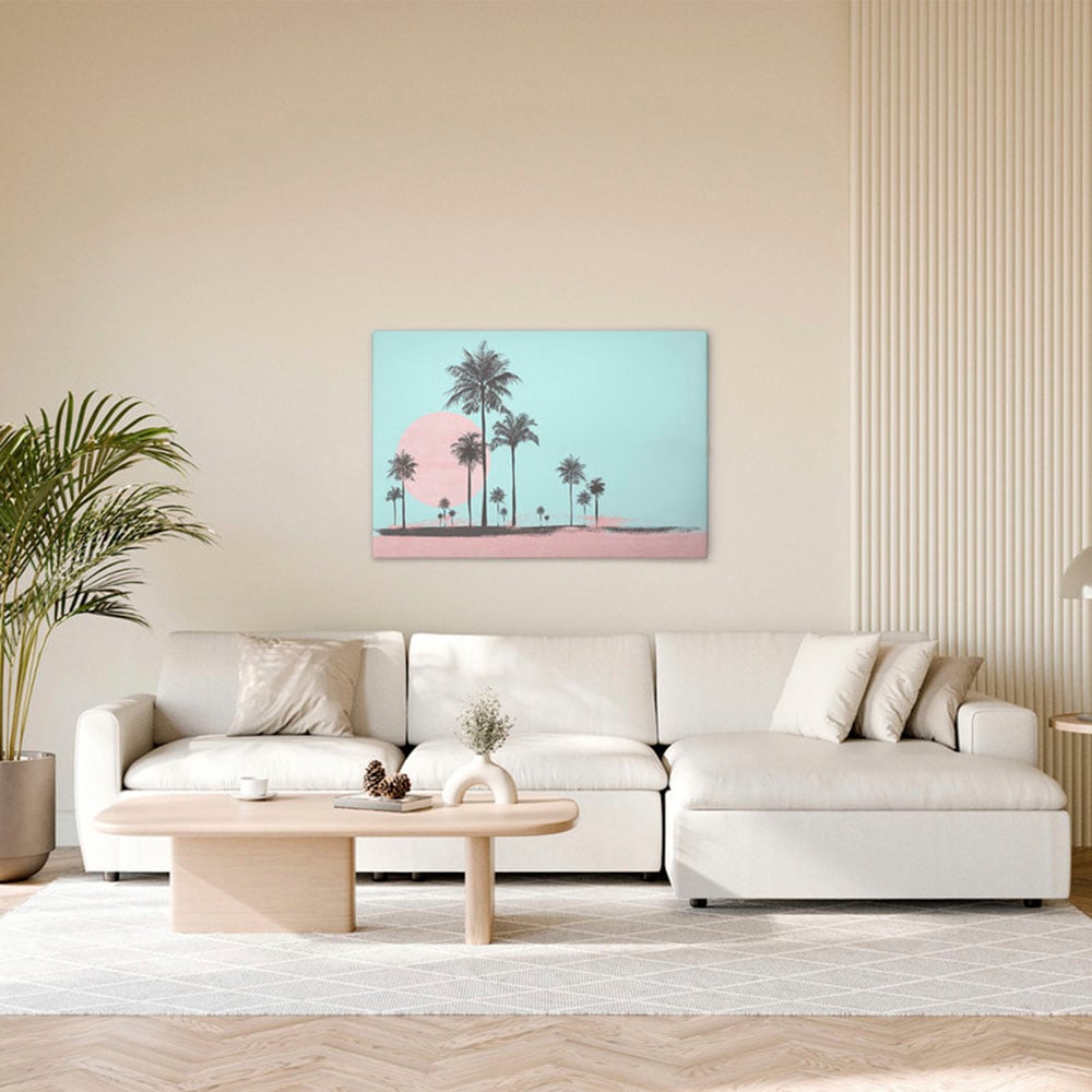 A.S. Création Leinwandbild "Miami Beach Sun 1 - Wandbild Blau Rosa Keilrahm günstig online kaufen