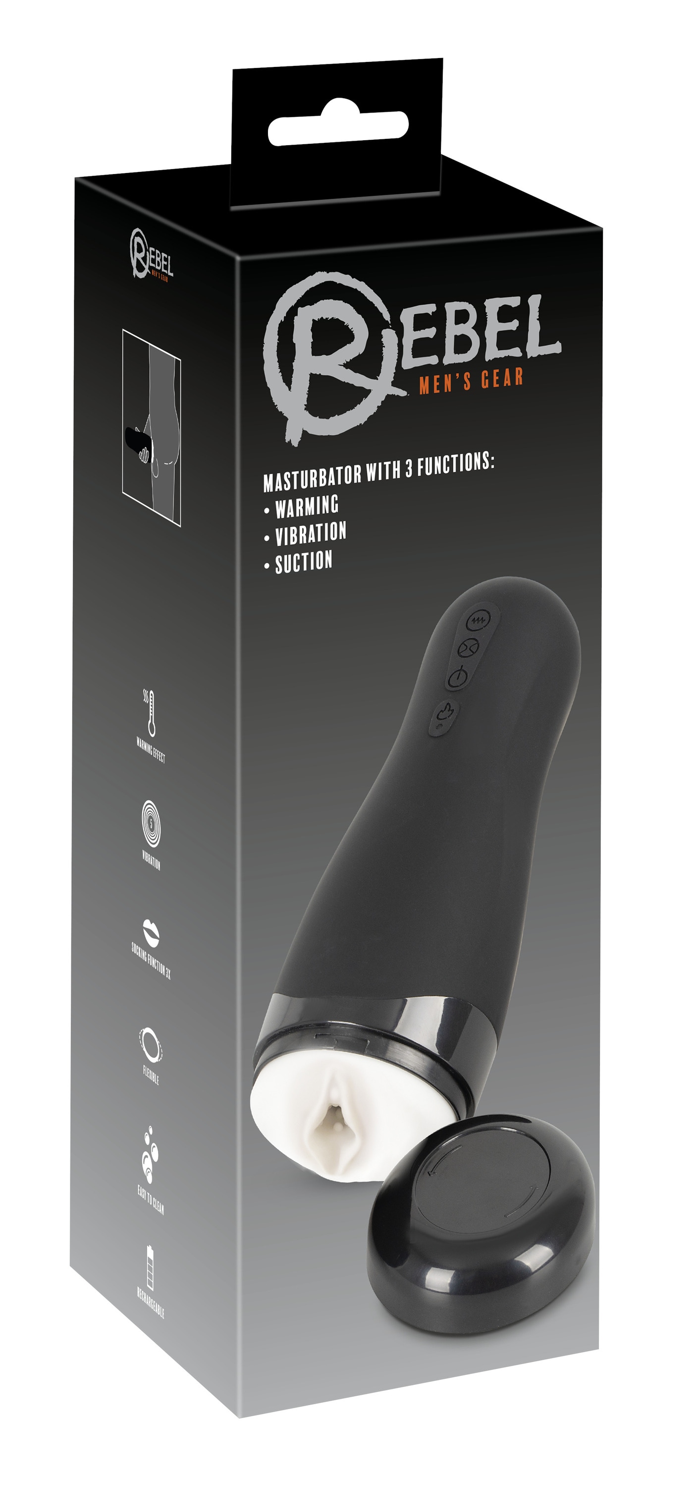 REBEL Masturbator »Masturbator mit Vibration Masturbator with 3 Functions«