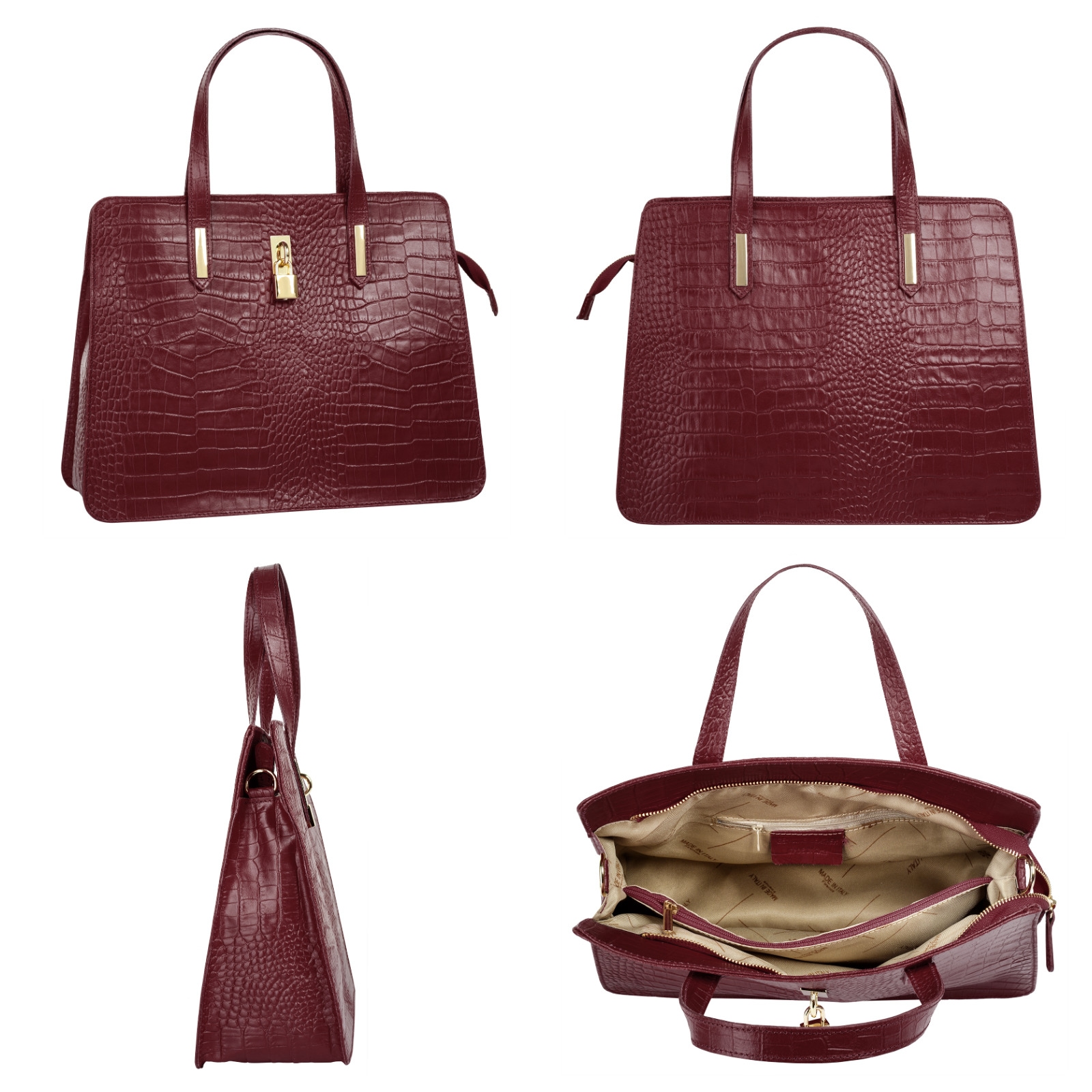 Cluty Henkeltasche, echt Leder, Made in Italy