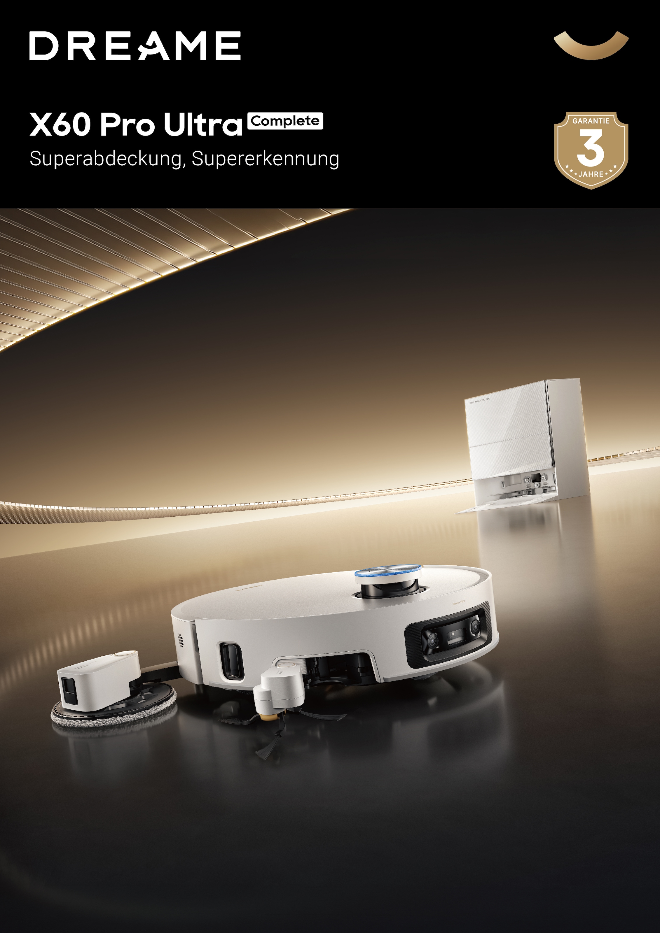 Dreame Saugroboter »X60 Pro Ultra Complete« ausfahrbahre Wisch-Pads, 40°C-Heißwischen, All-in-One-Basisstation