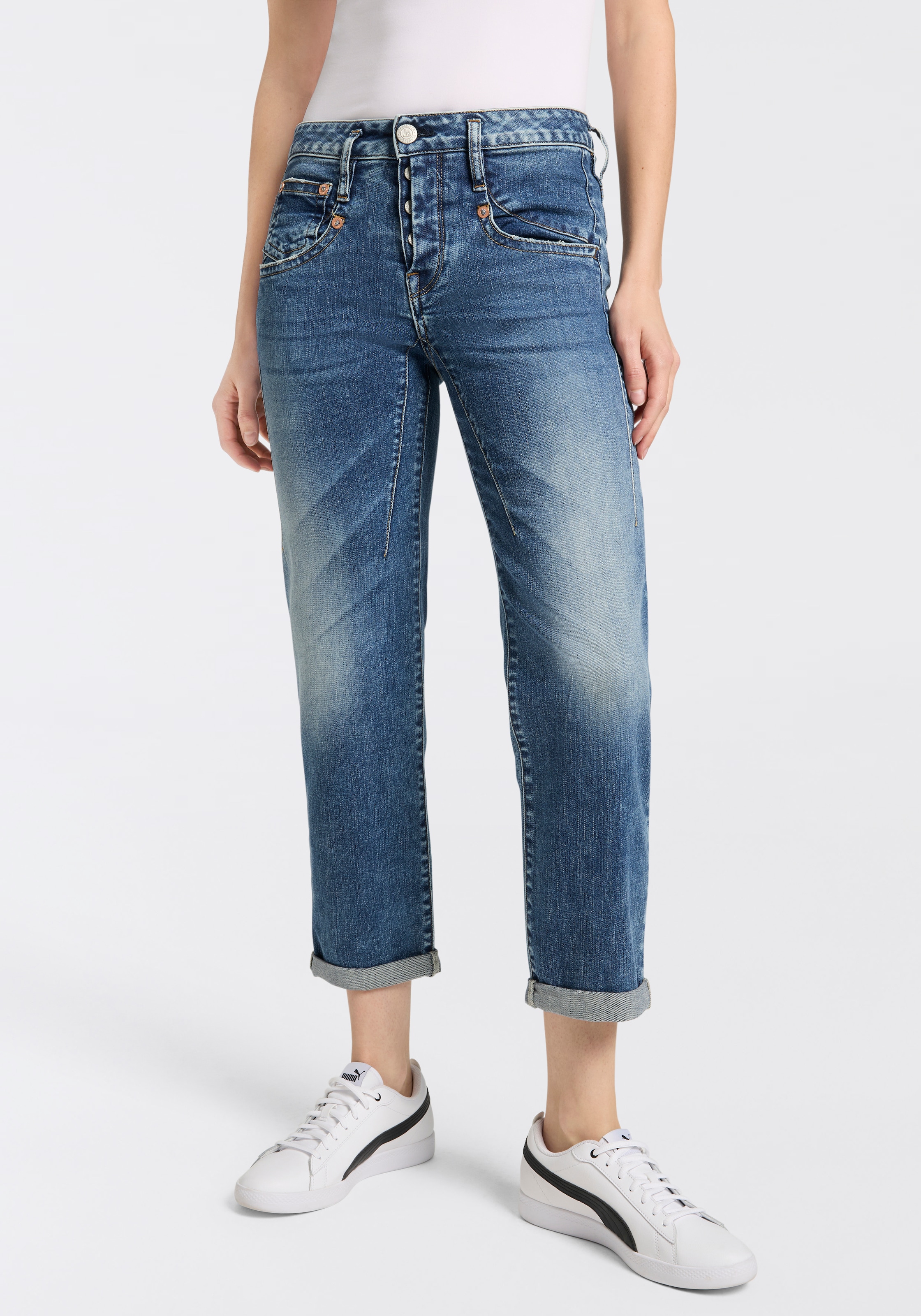 Herrlicher Boyfriend-Jeans "Shyra Tap Organic Denim", mit halbverdeckter Kn günstig online kaufen