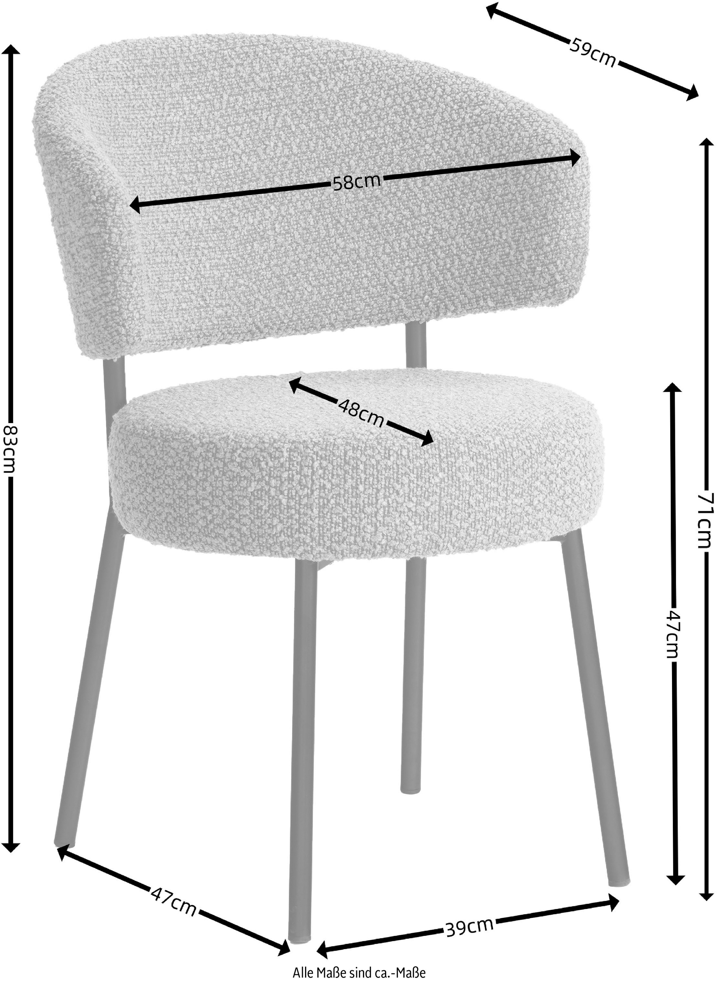 LeGer Home by Lena Gercke Esszimmerstuhl »Sölve«, (Set), 2 St., Boucle Bezugsstoff, Metallgestell, Sitztiefe 48 cm