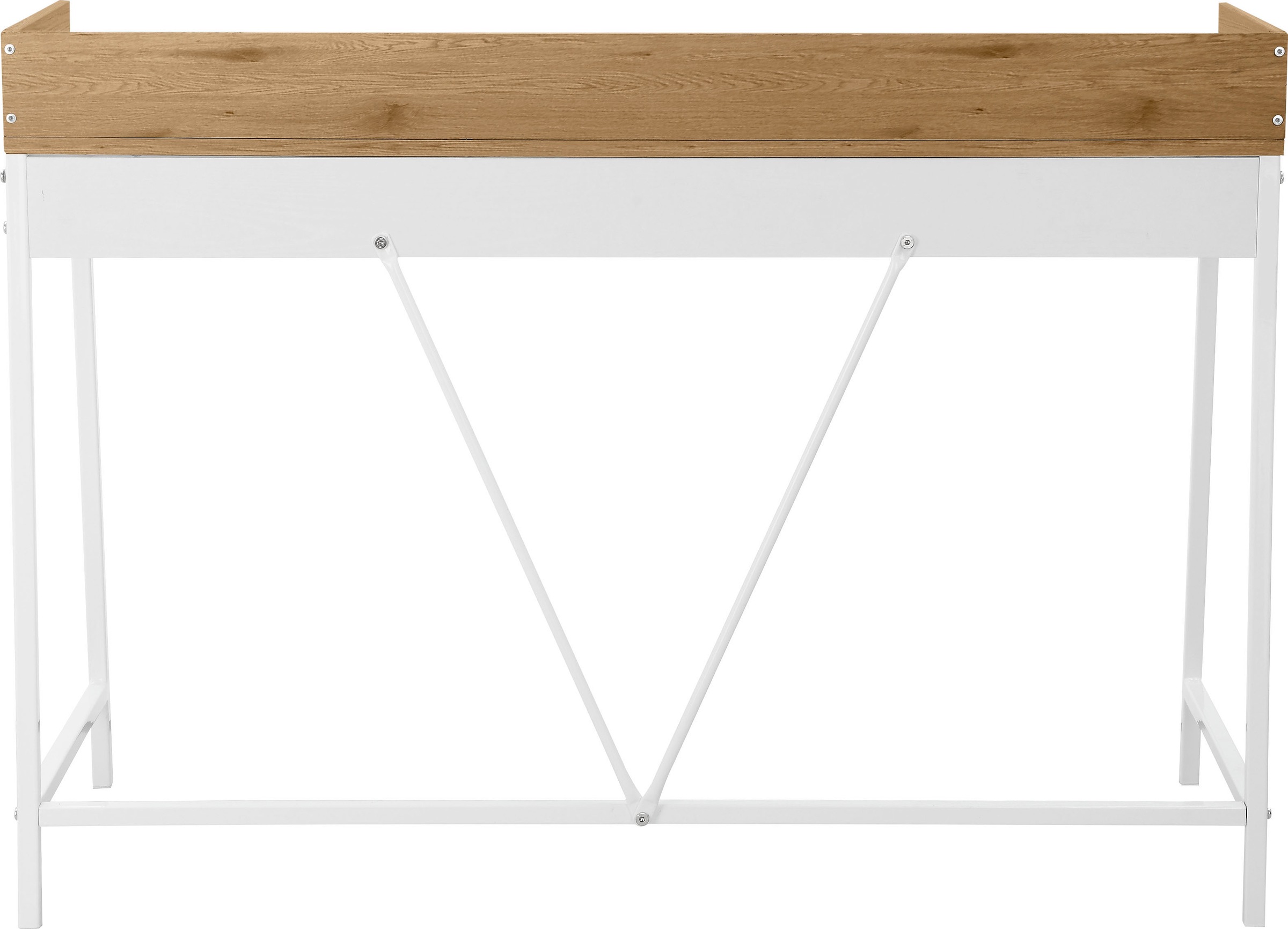 Schreibtisch OTTO HOME "Jullian", weiß (eiche, weiß, weiß, eichefarben), B:120cm H:87cm T:50cm, Tische, Schreibtisch, weißes Gestell aus Metall, Breite 120 cm 3
