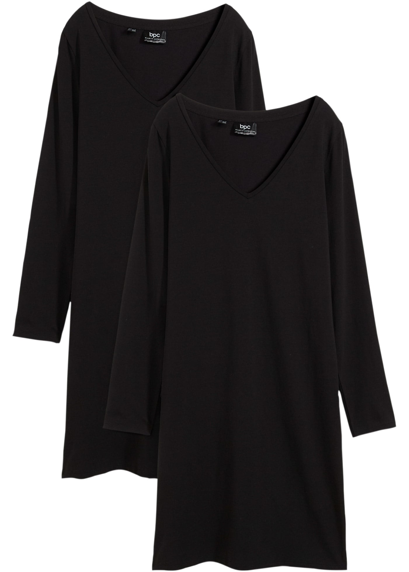 bonprix Jerseykleid »Jerseykleid aus Viskose (2er Pack)« Packung, 2, 2 Stk. tlg. im 2er Pack, mit V-Ausschnitt