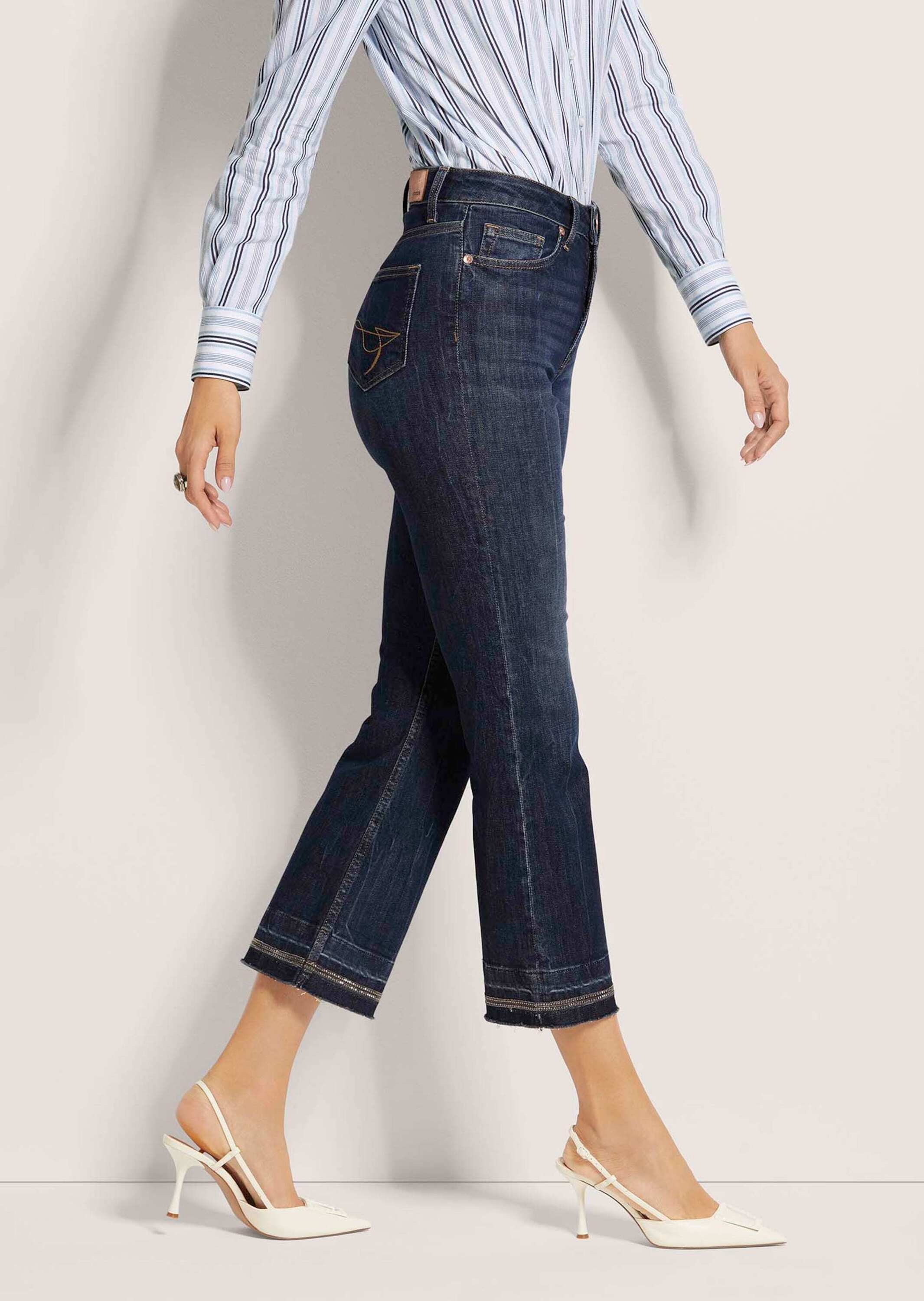 MADELEINE Regular-fit-Jeans »Jeans Ausgestellte Jeans mit Strass-Deko und Fransen«

