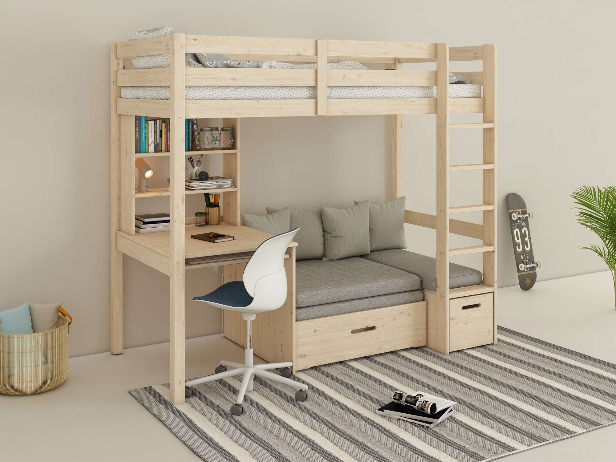 Lüttenhütt Etagenbett "HENNE TOPSELLER Hochbett, Ideal für kleine Räume, 2 günstig online kaufen