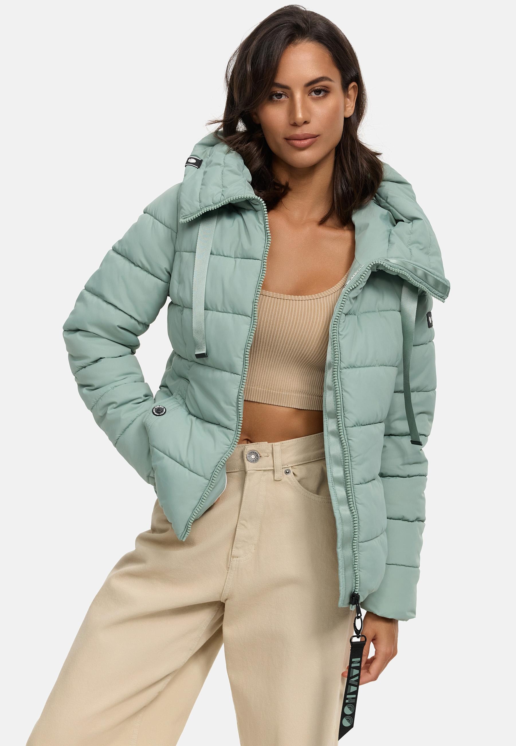 Navahoo Steppjacke »Amayaa«, mit Kapuze, stylische Damen Winterjacke mit coolen Applikationen