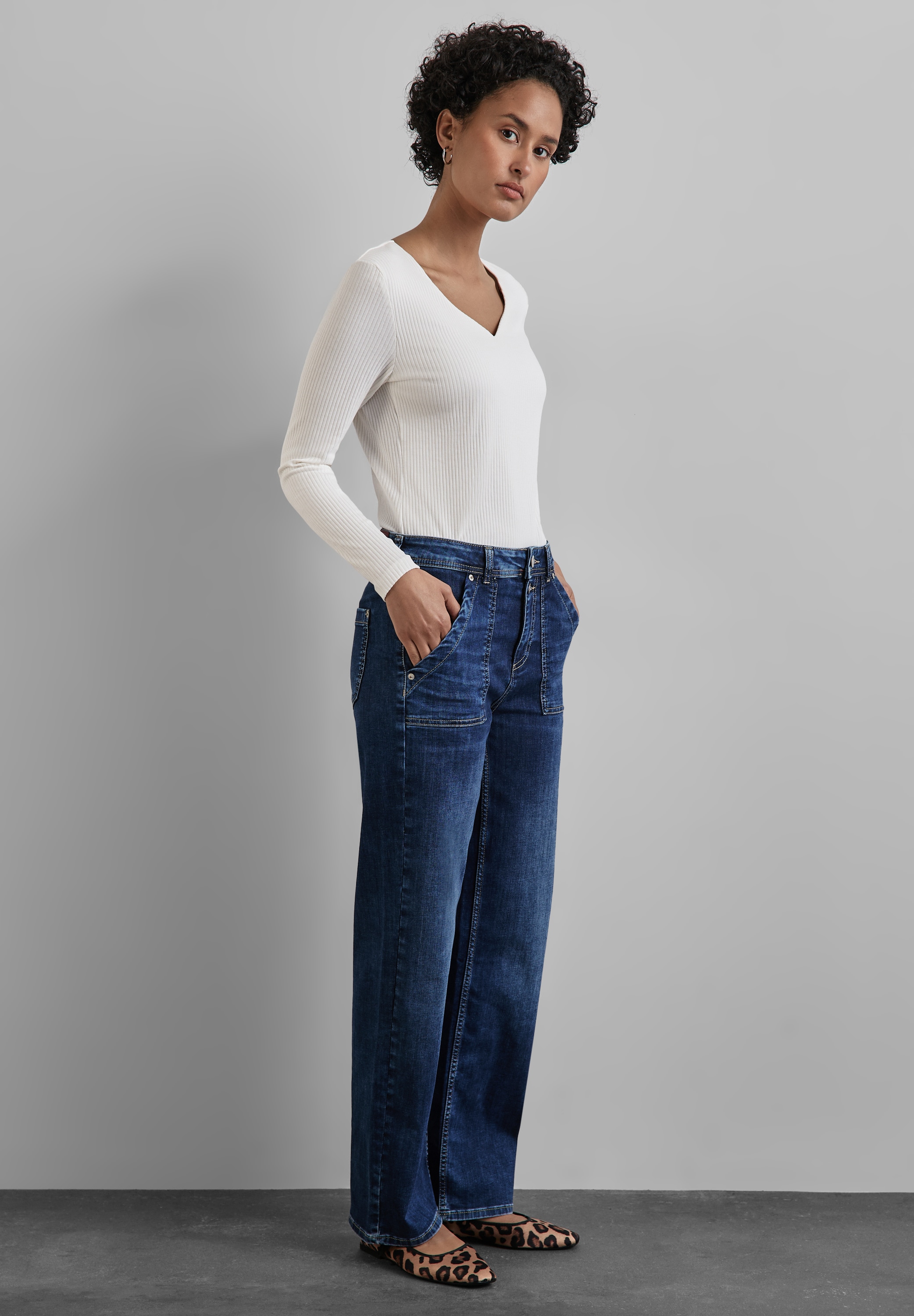 STREET ONE Langarmshirt, aus Baumwolle mit Stretchante