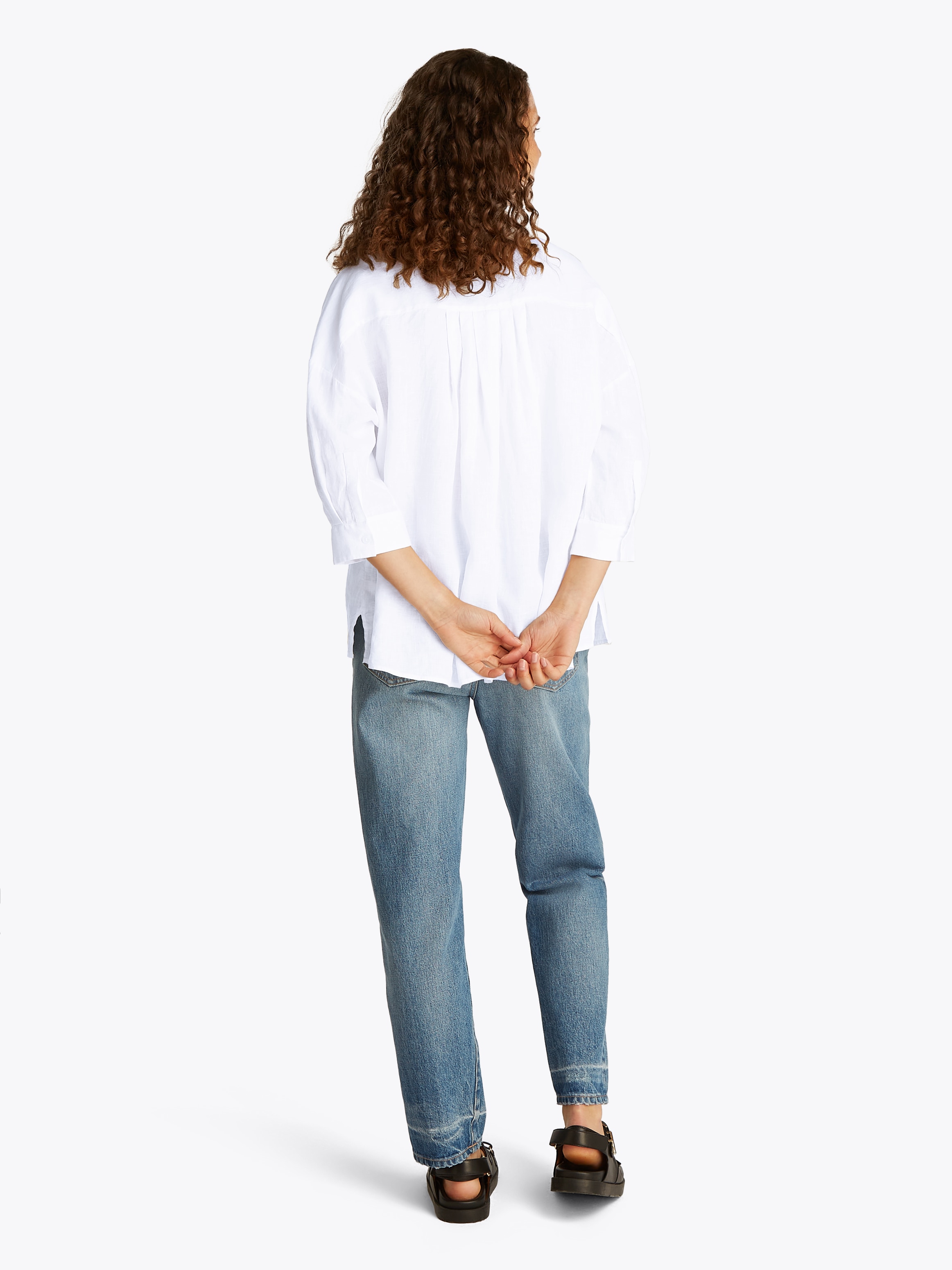 Tommy Hilfiger 3/4-Arm-Shirt »ESS LINEN LOOSE 3-4 SLEEVE SHIRT«, mit 3/4-Ärmel, Logostickerei,kühlendes Premium Leinen