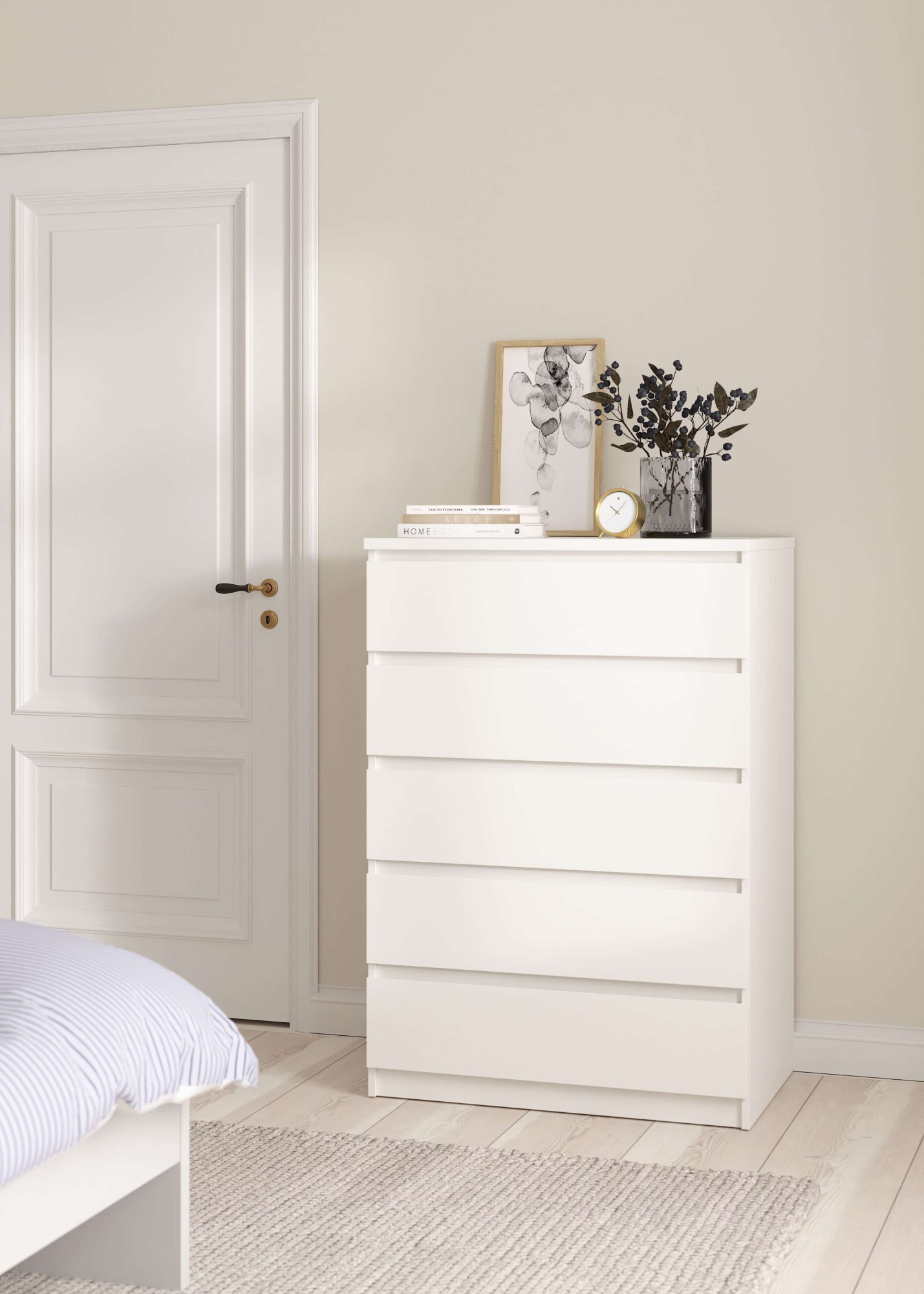 Home affaire Kommode "Naia, Aufbewahrung, 5 Schubladen, Matt-Optik, grifflose Front" Modern, skandinavisches Design, in mehreren Farben, Hoch