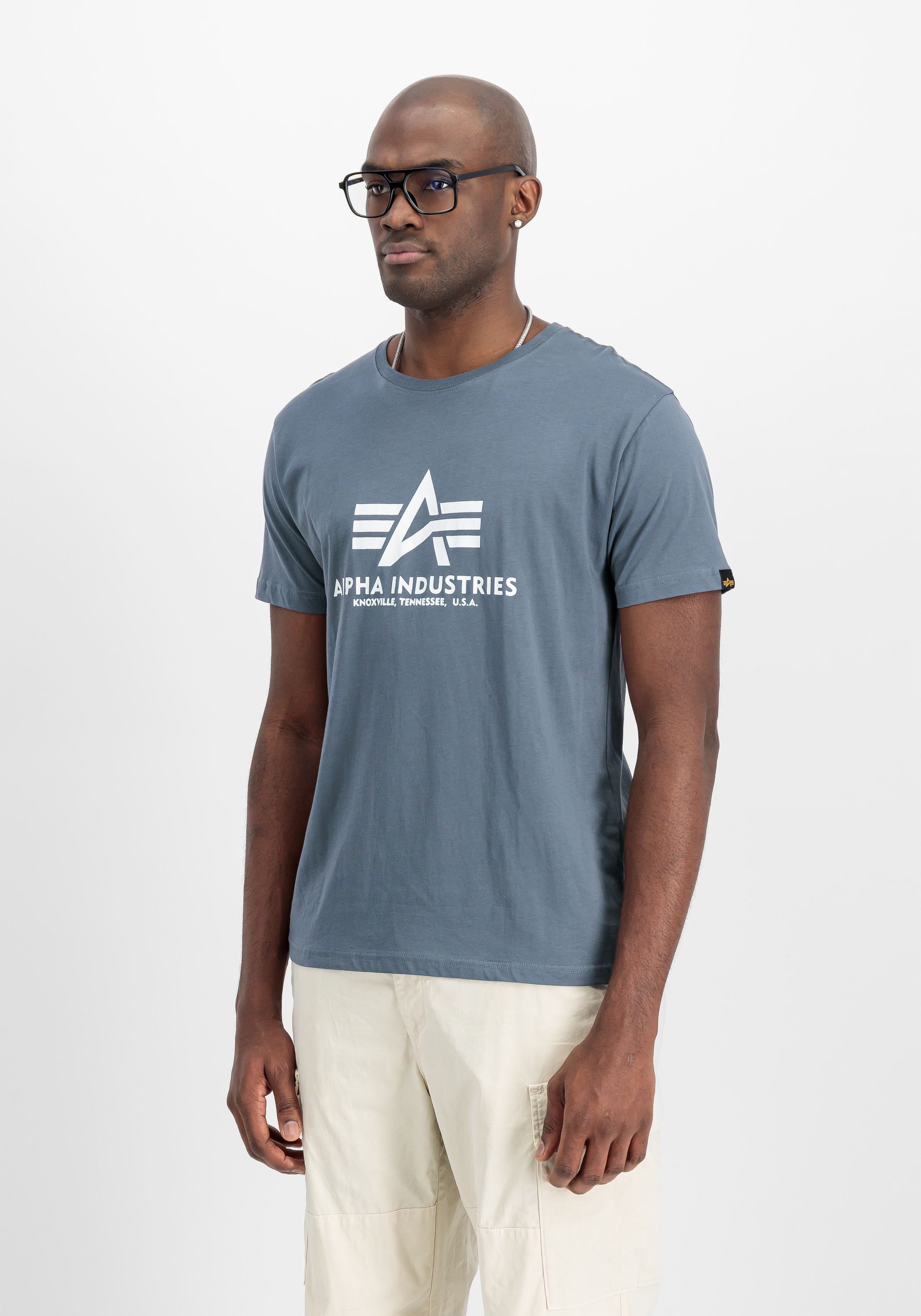 Alpha Industries Basic Short Sleeve T-Shirt Denim Blue L Men 4