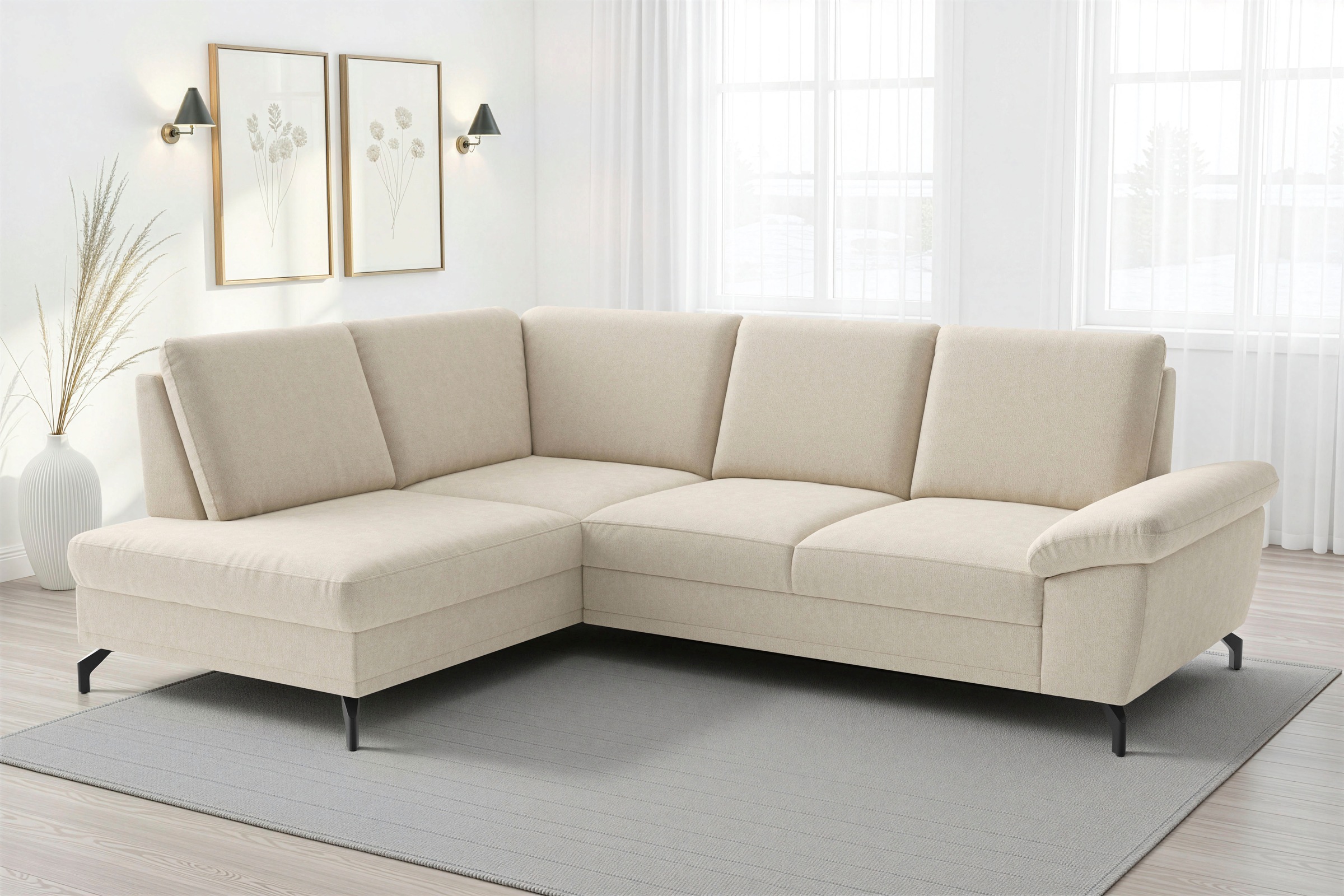 sit&more Ecksofa "Chelsea L-Form, B: 249 cm, Armteil- & Sitztiefenverstellung" optional Schlaffunktion und Bettkasten